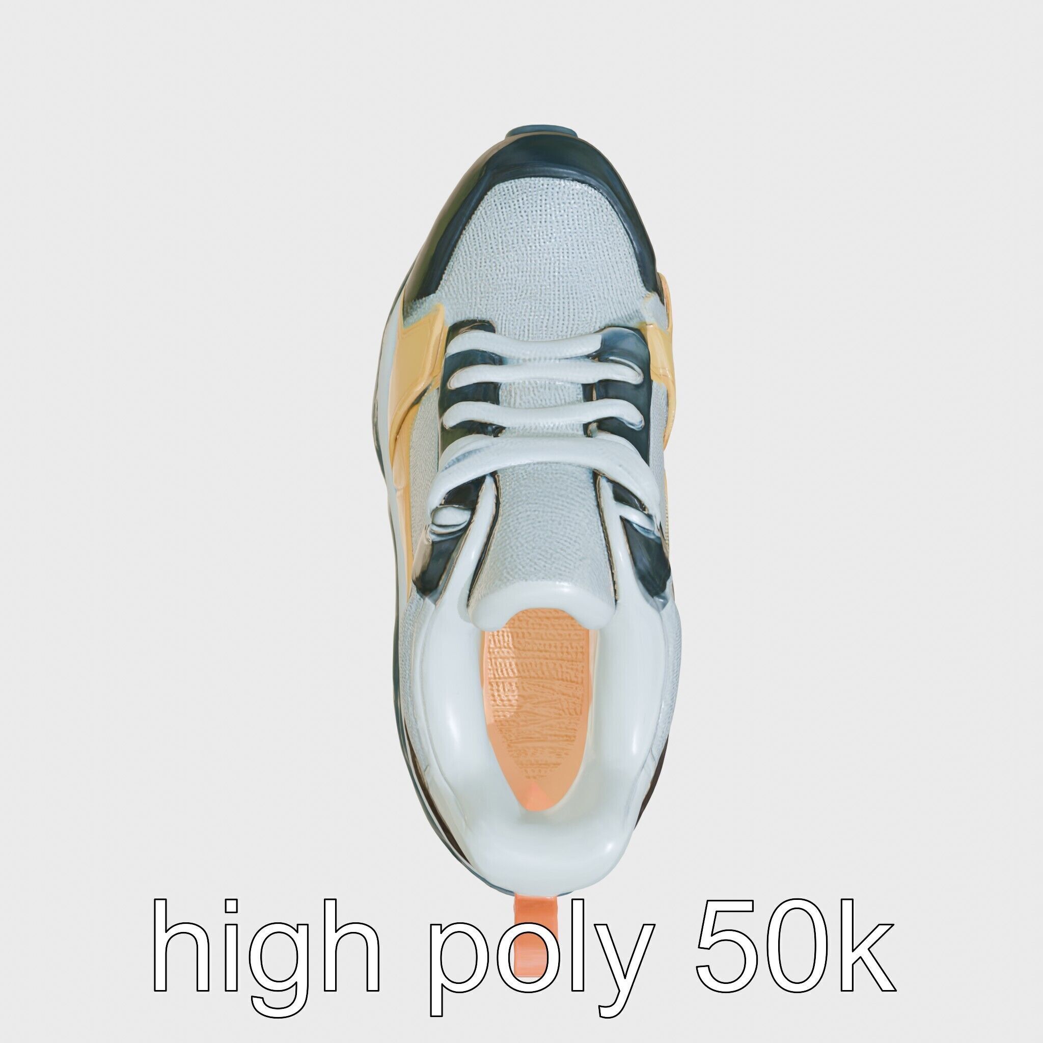 Colorful High-top Sneakers with Chunky Sole Low-poly 3D model_23