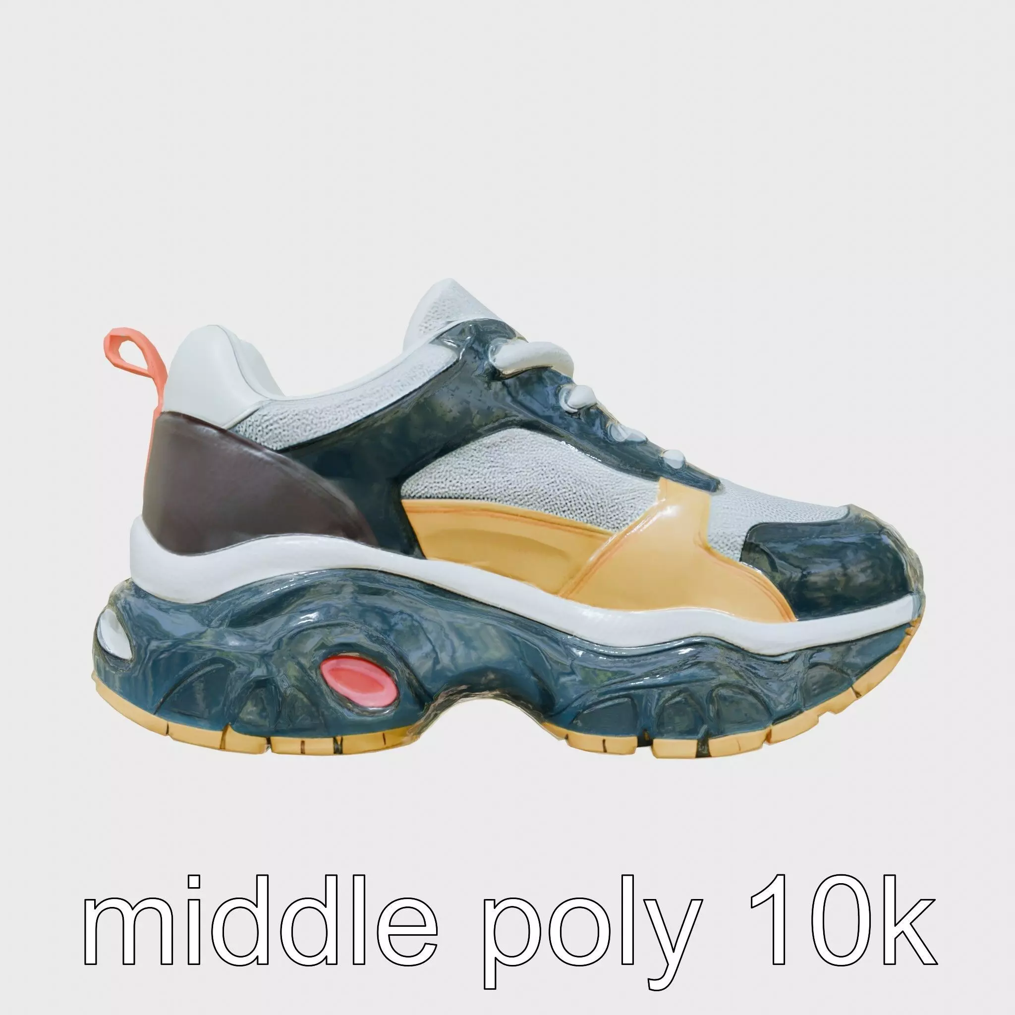 Colorful High-top Sneakers with Chunky Sole Low-poly 3D model_0