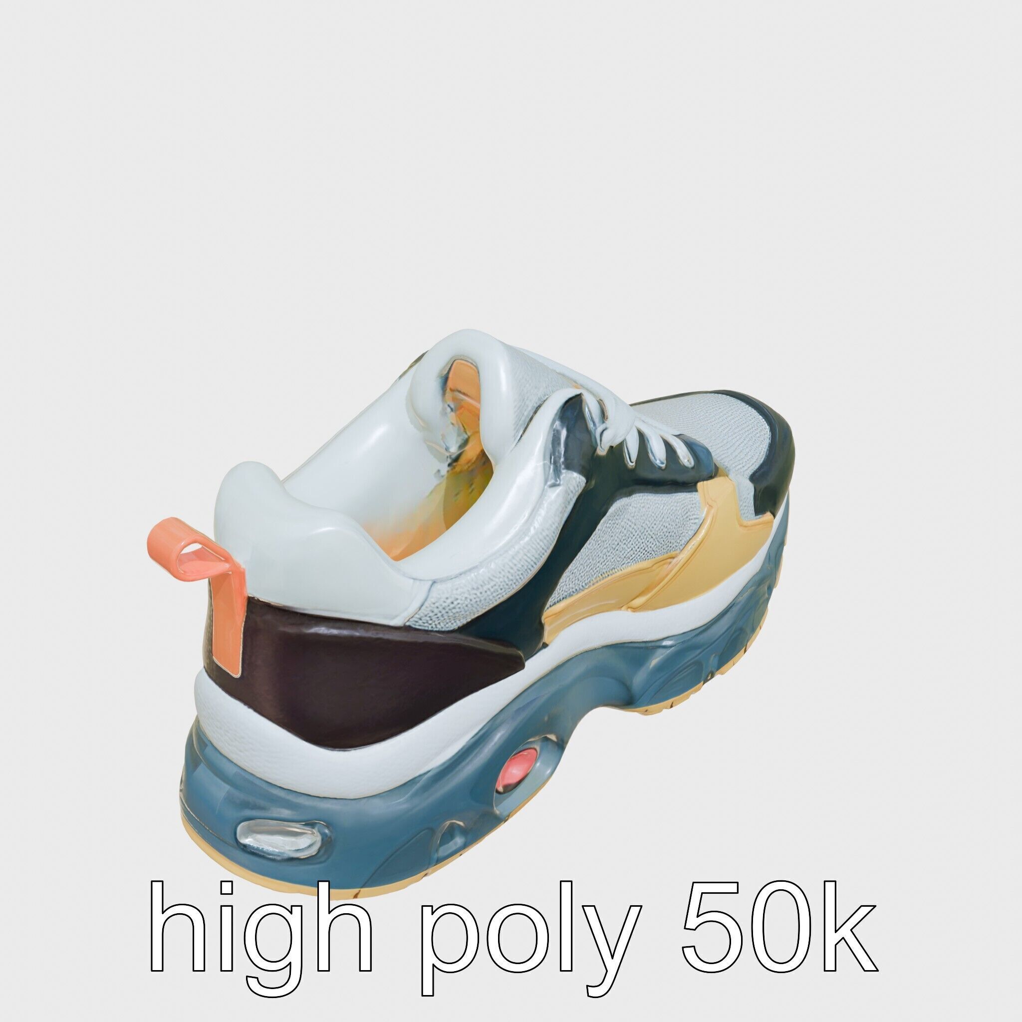 Colorful High-top Sneakers with Chunky Sole Low-poly 3D model_11
