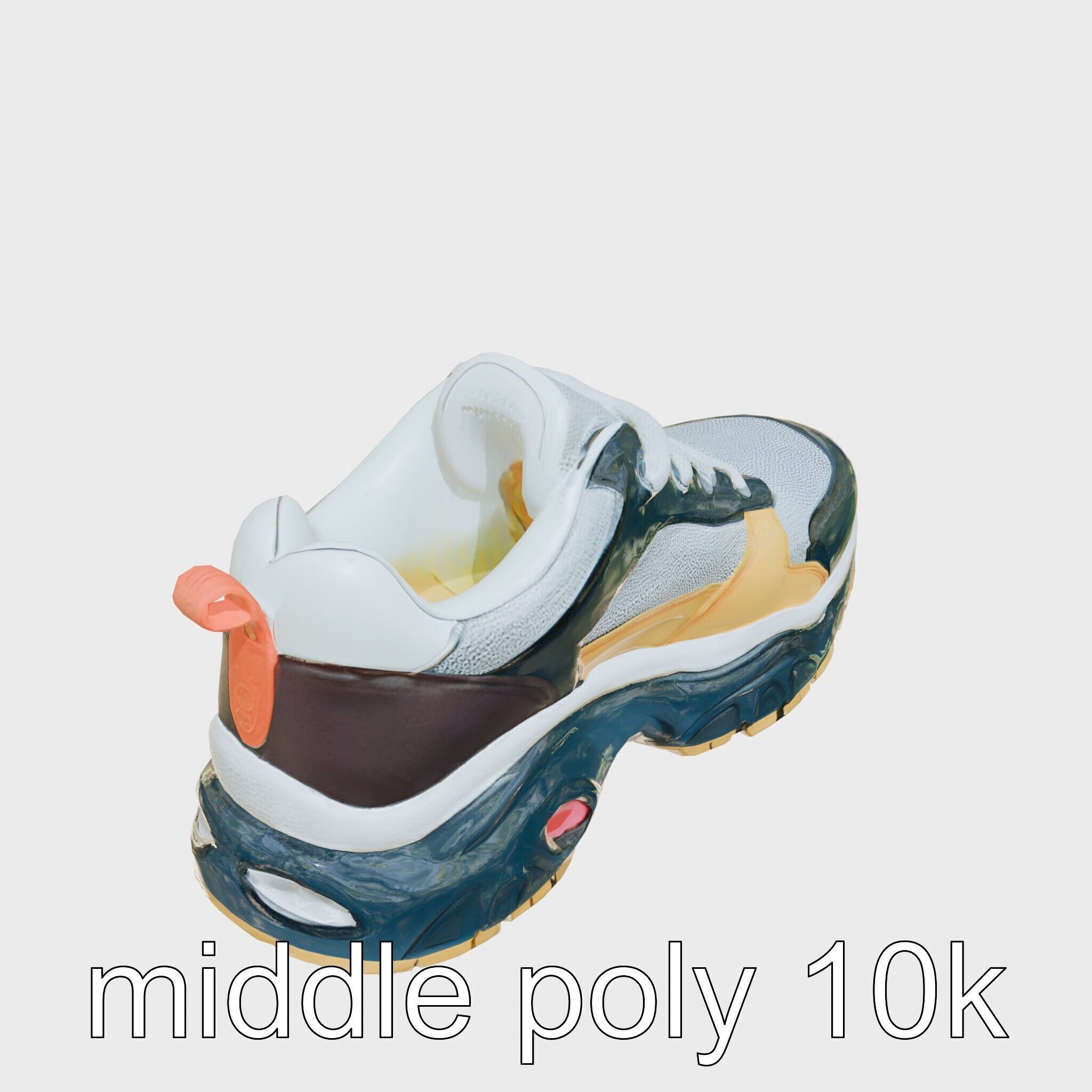 Colorful High-top Sneakers with Chunky Sole Low-poly 3D model_19