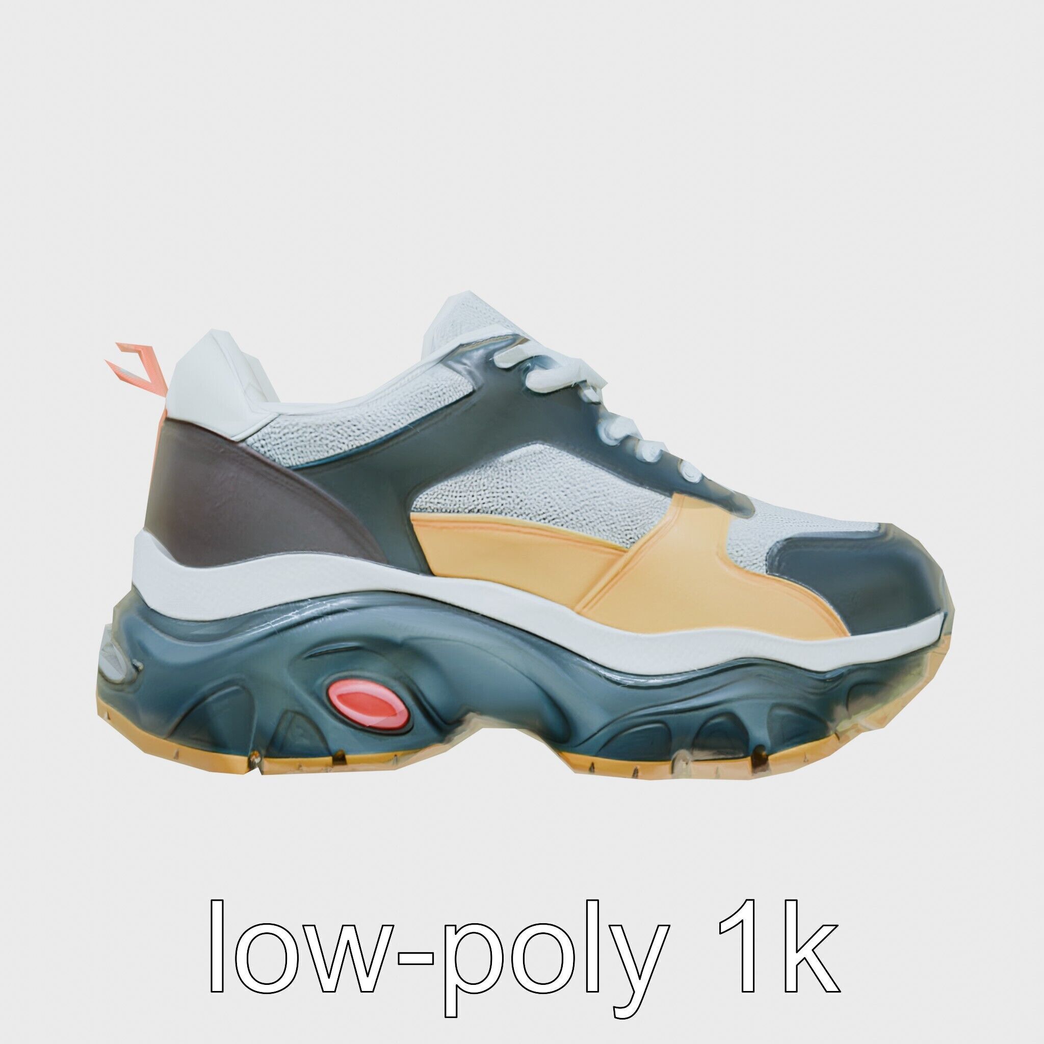 Colorful High-top Sneakers with Chunky Sole Low-poly 3D model_25