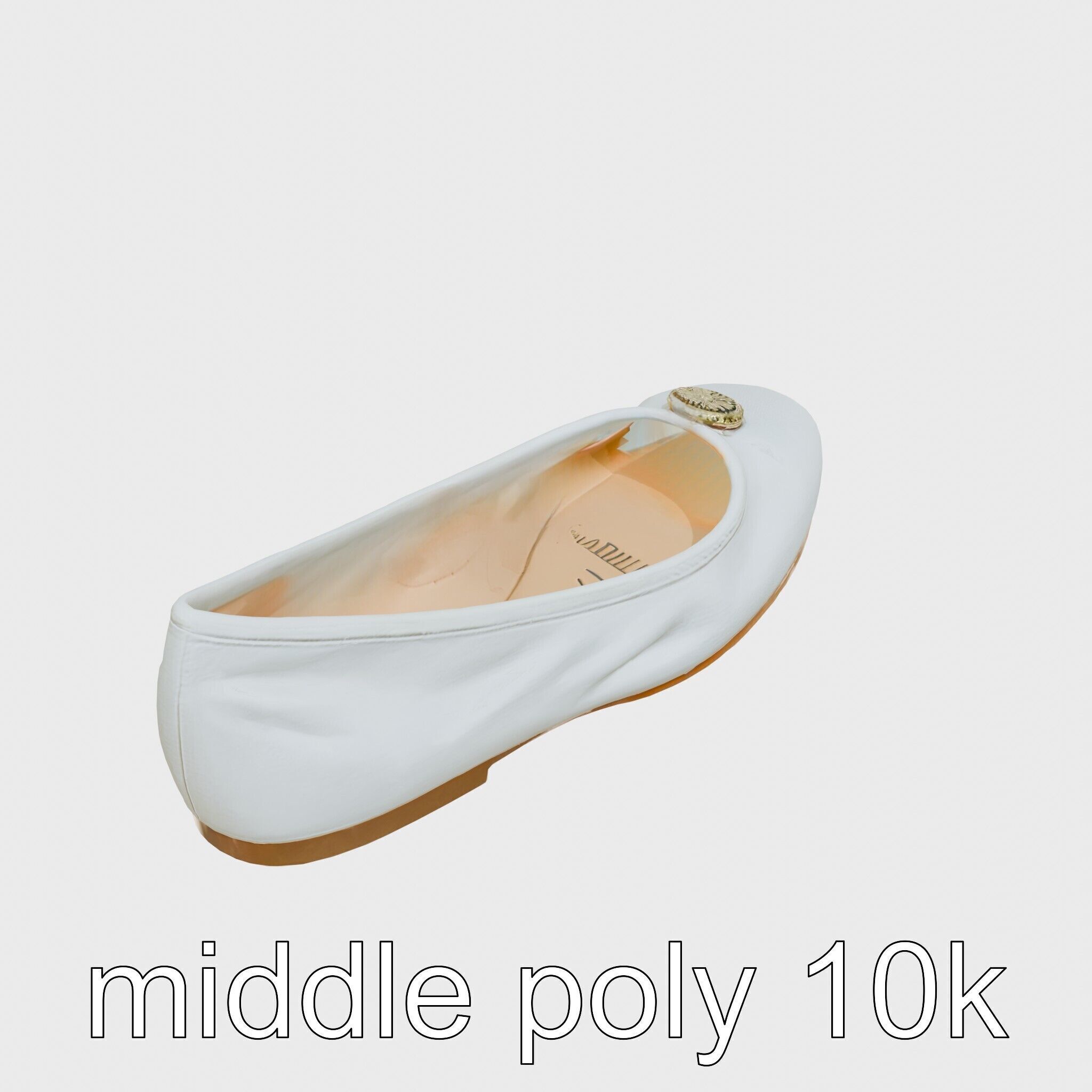 Elegant Ballet Flats with Decorative Button Low-poly 3D model_15