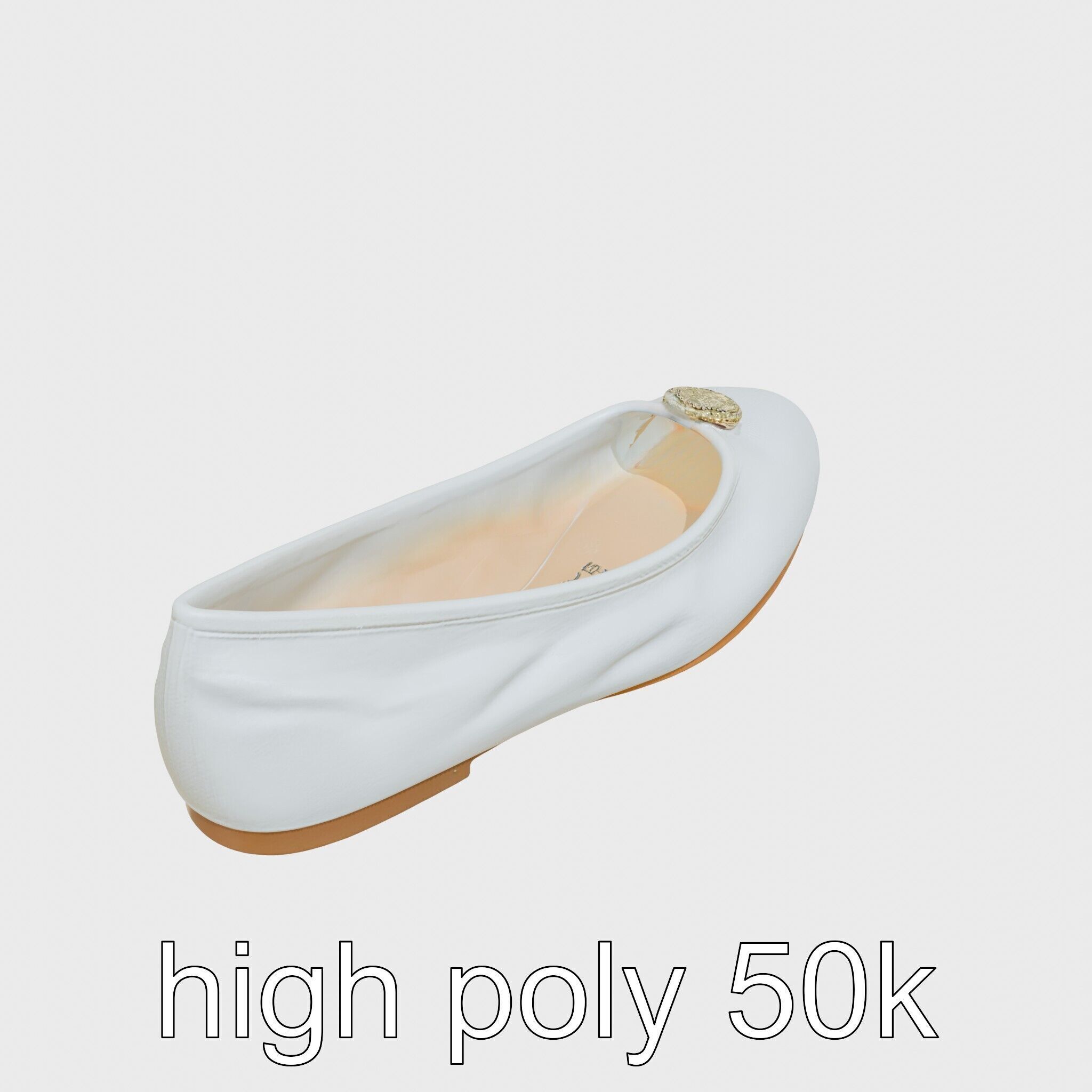 Elegant Ballet Flats with Decorative Button Low-poly 3D model_11