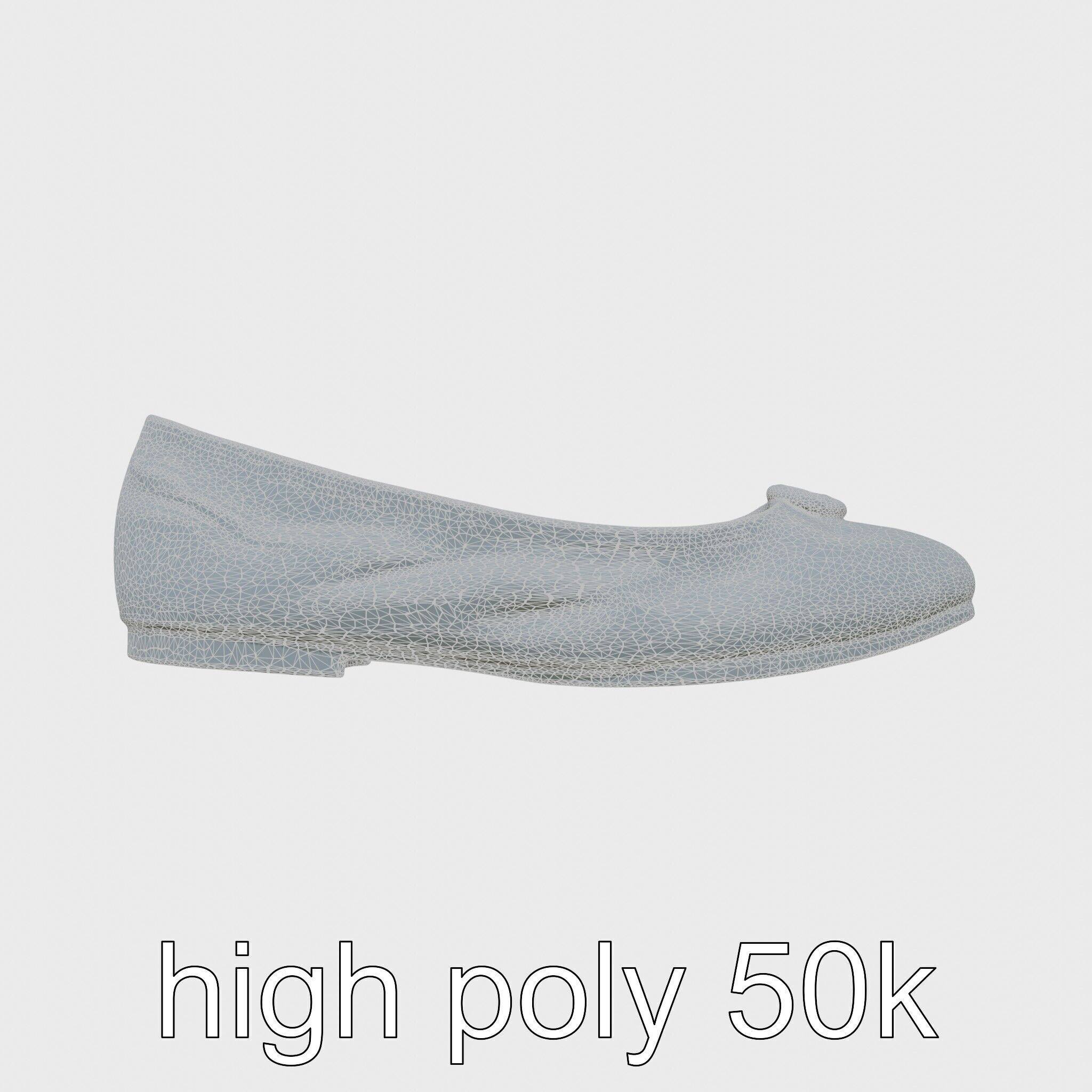 Elegant Ballet Flats with Decorative Button Low-poly 3D model_19