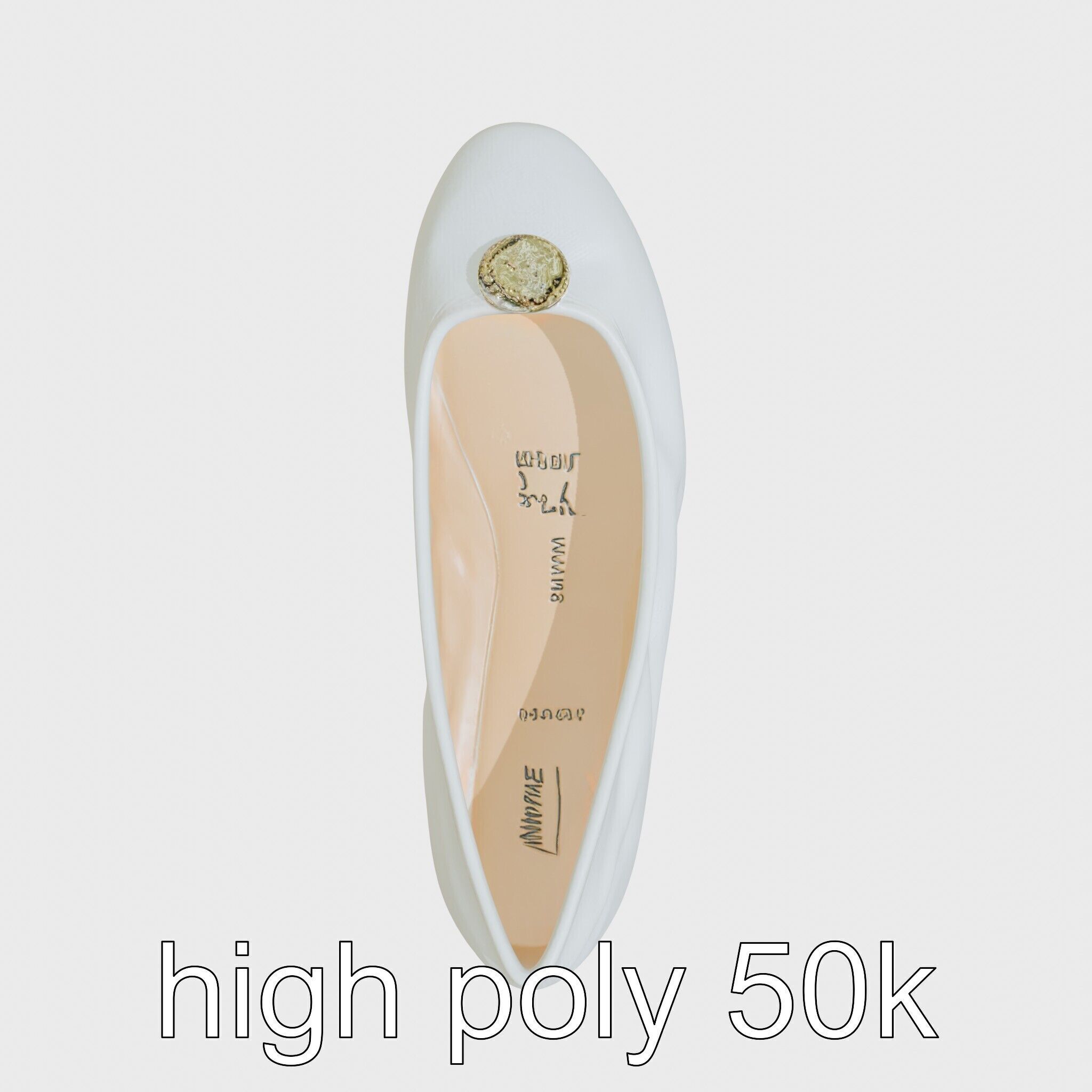 Elegant Ballet Flats with Decorative Button Low-poly 3D model_21
