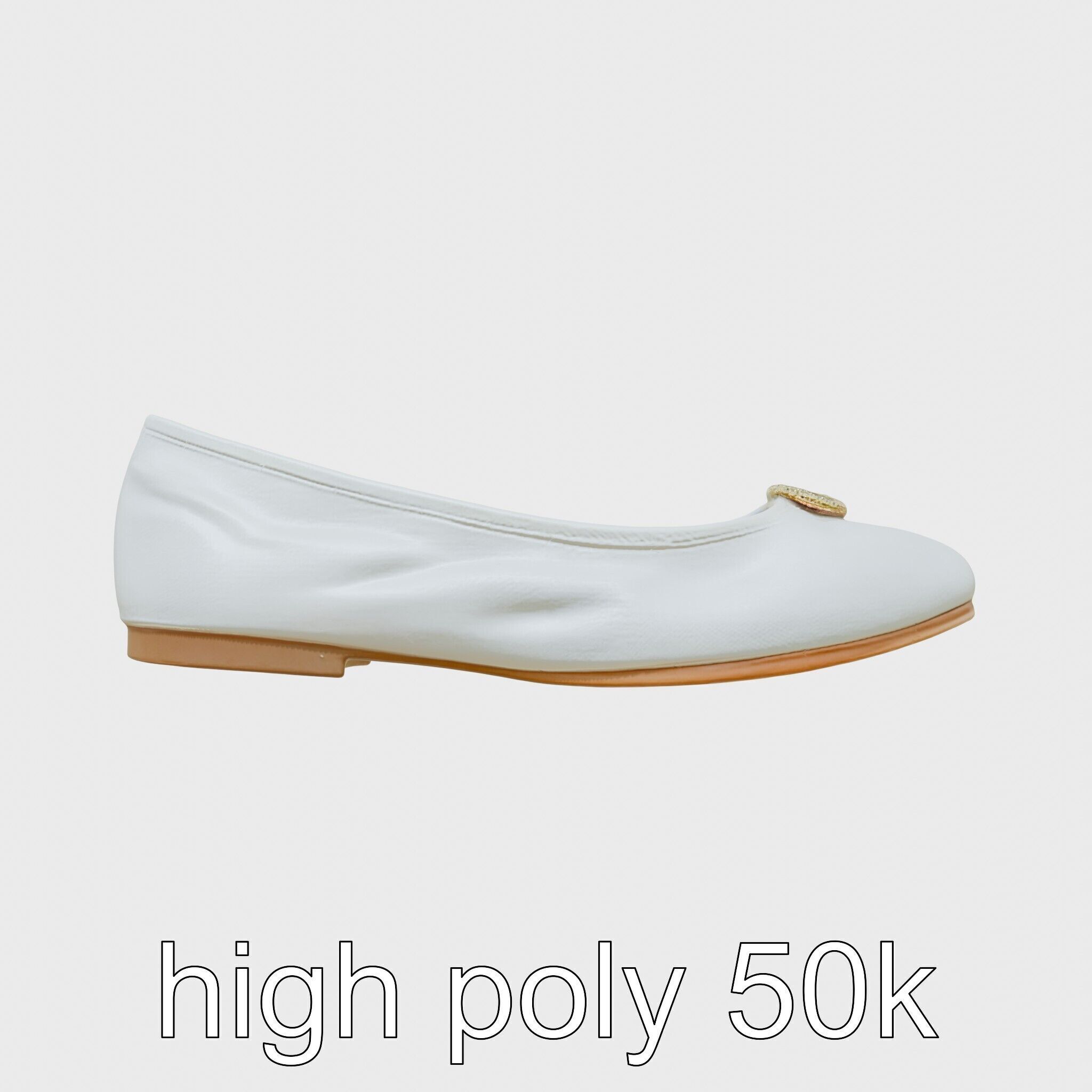 Elegant Ballet Flats with Decorative Button Low-poly 3D model_17