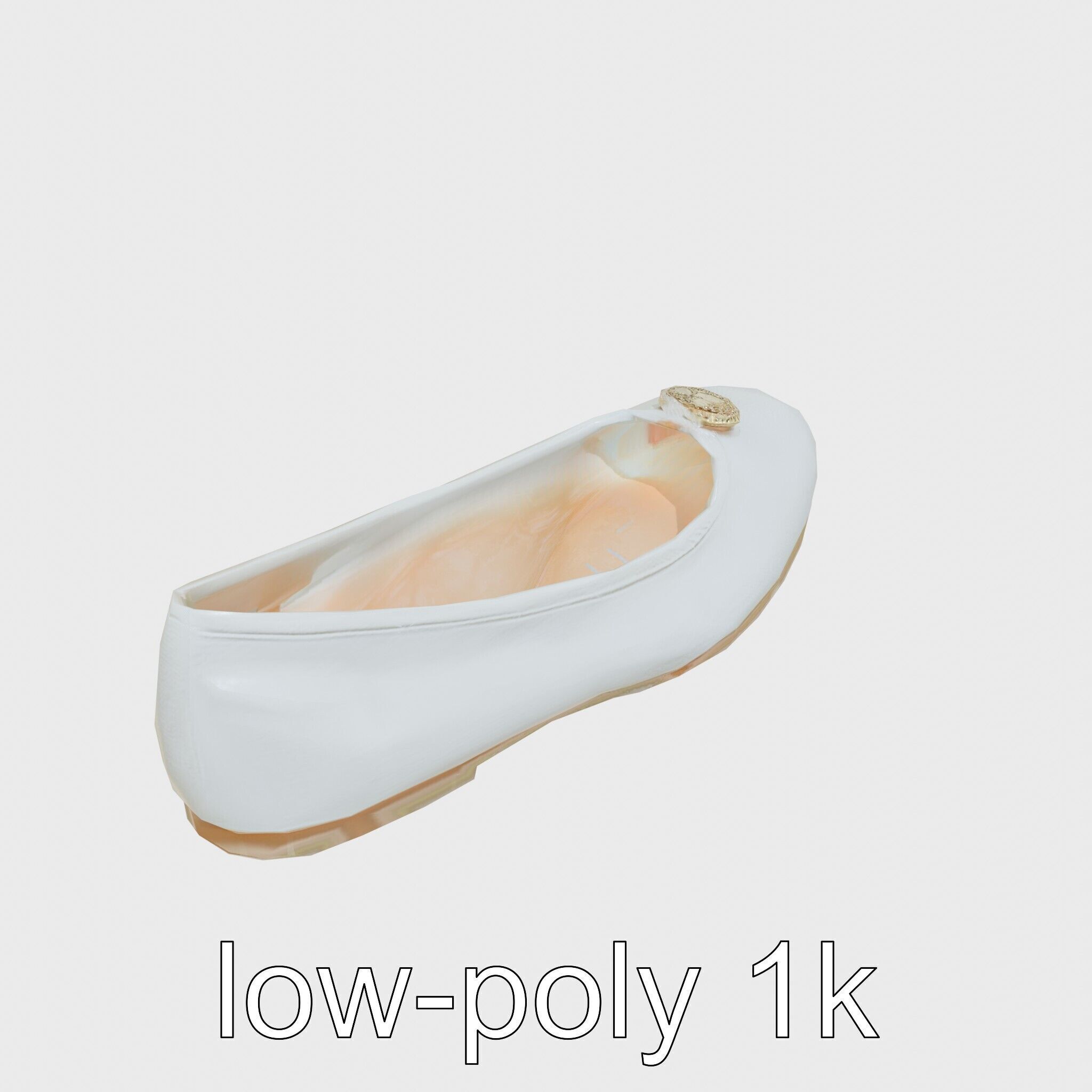 Elegant Ballet Flats with Decorative Button Low-poly 3D model_13