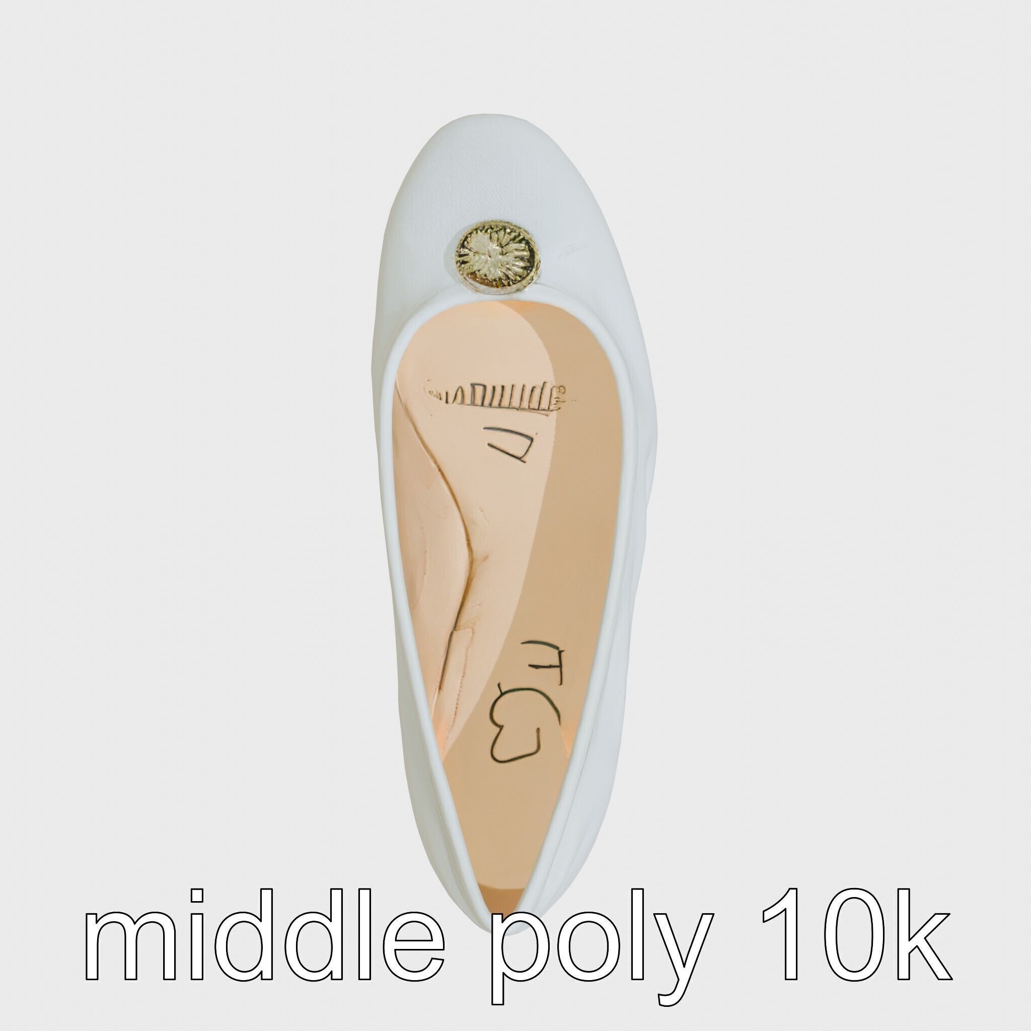 Elegant Ballet Flats with Decorative Button Low-poly 3D model_12