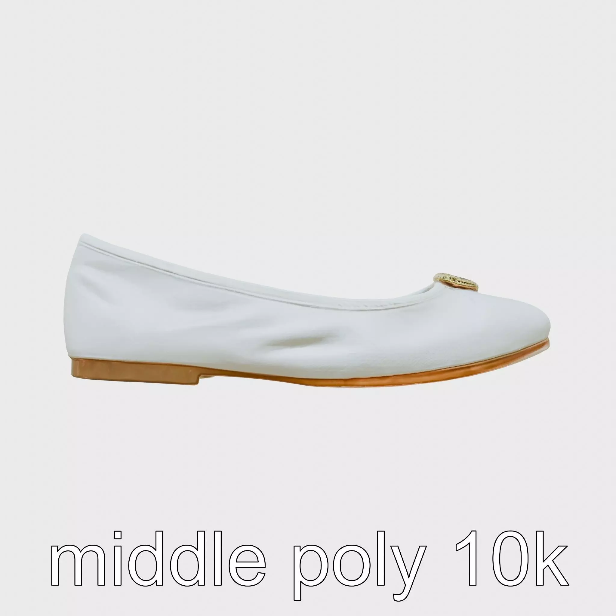 Elegant Ballet Flats with Decorative Button Low-poly 3D model_0