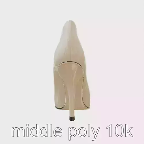 Beige Patent Leather High Heel Shoe Model