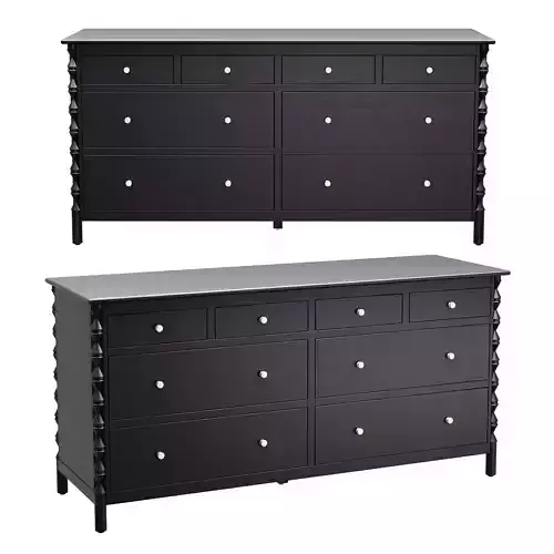 Topia 8-Drawer Dresser Black Wood