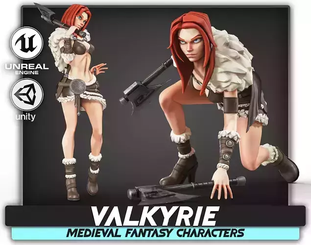 Valkyrie - Mythic Asgard Battle Shieldmaiden - Fantasy Hero - 60 Low-poly 3D model