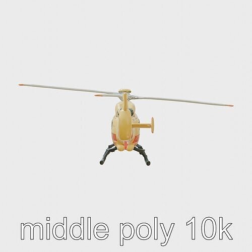 Firefighting Helicopter Model with Rounded Blades Low-poly 3D model