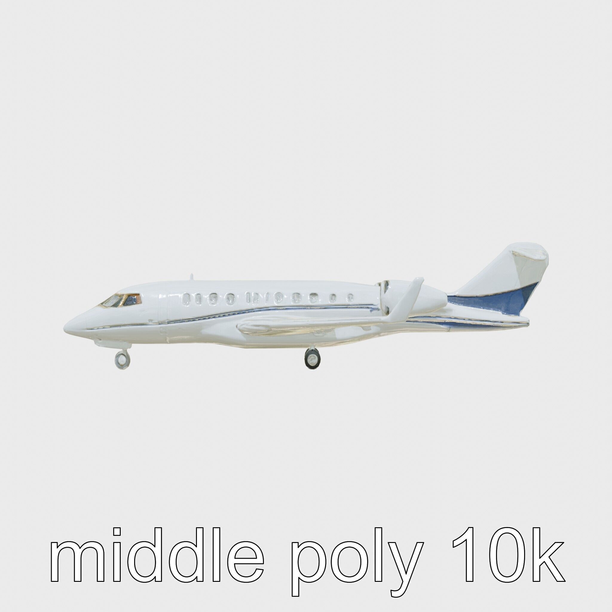 Light Gray Government Transport Jet with Blue-White Stripes Low-poly 3D model_22