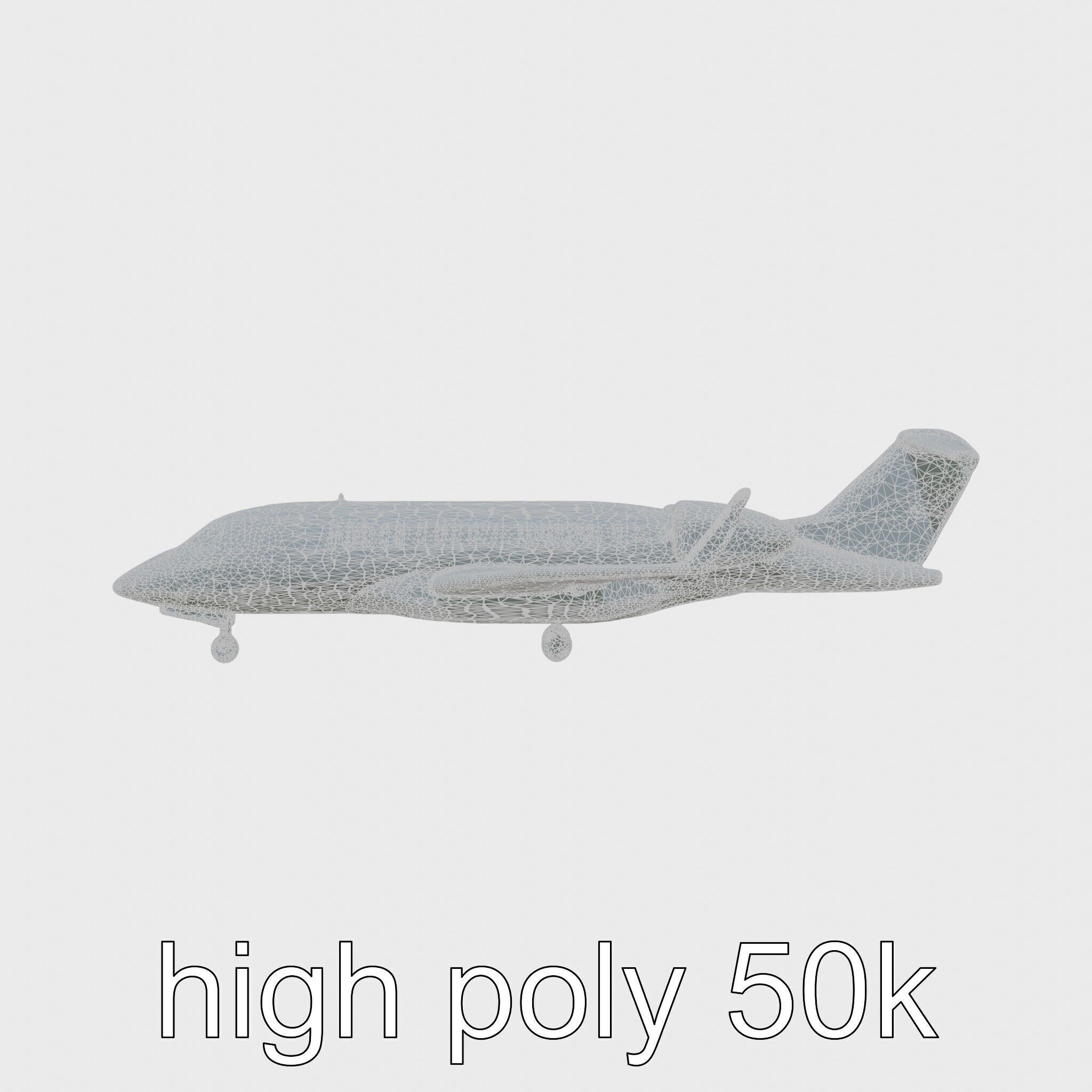 Light Gray Government Transport Jet with Blue-White Stripes Low-poly 3D model_28