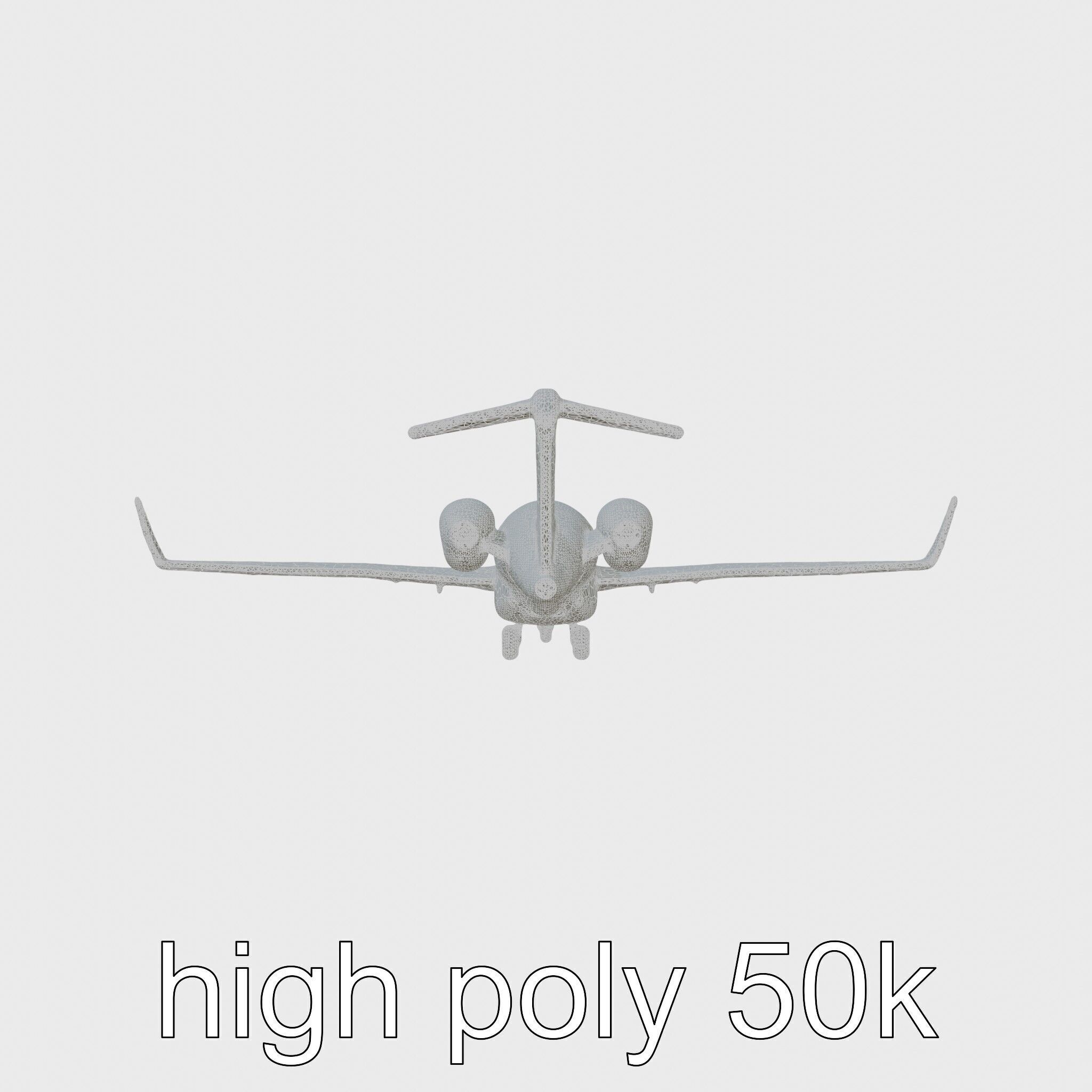 Light Gray Government Transport Jet with Blue-White Stripes Low-poly 3D model_21