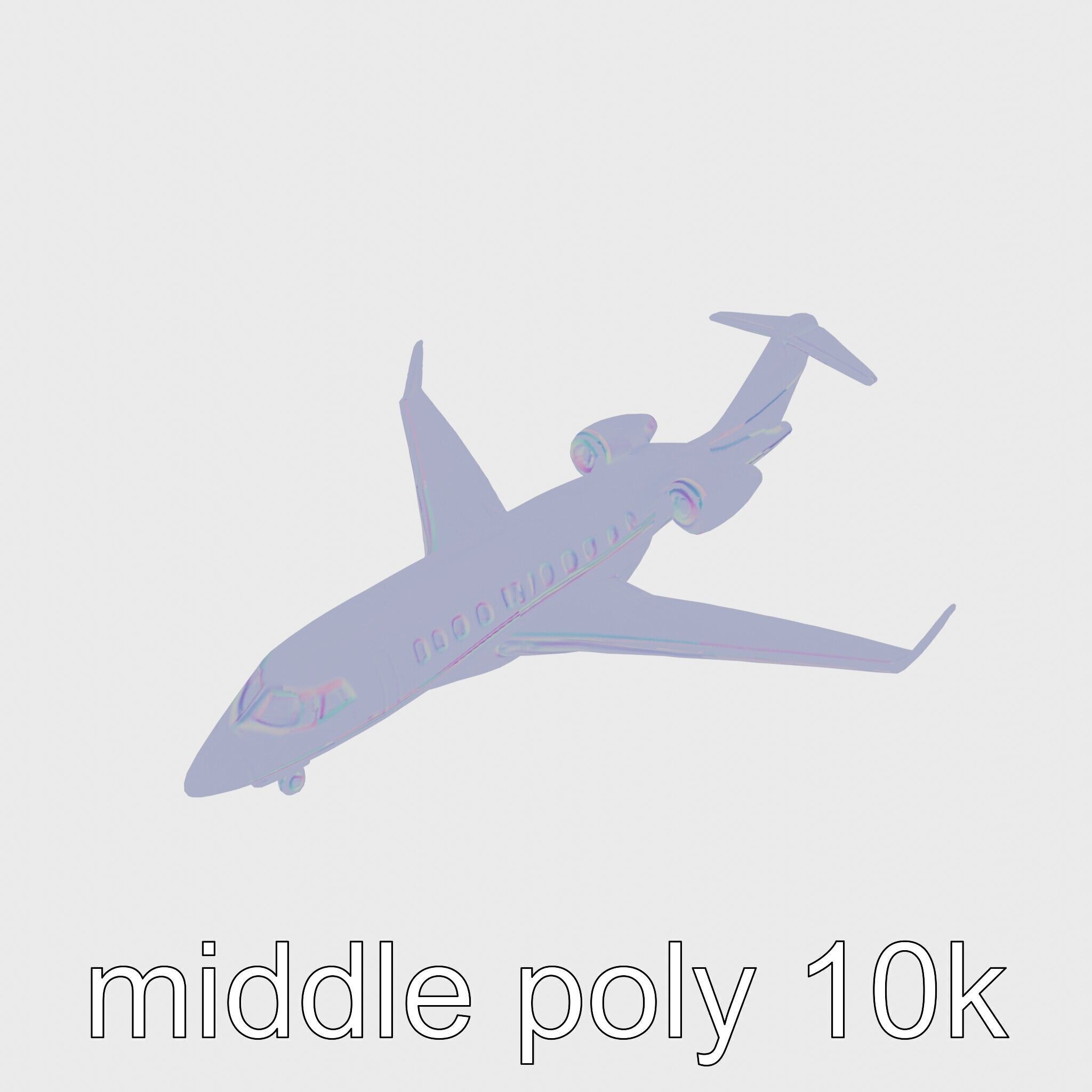 Light Gray Government Transport Jet with Blue-White Stripes Low-poly 3D model_24