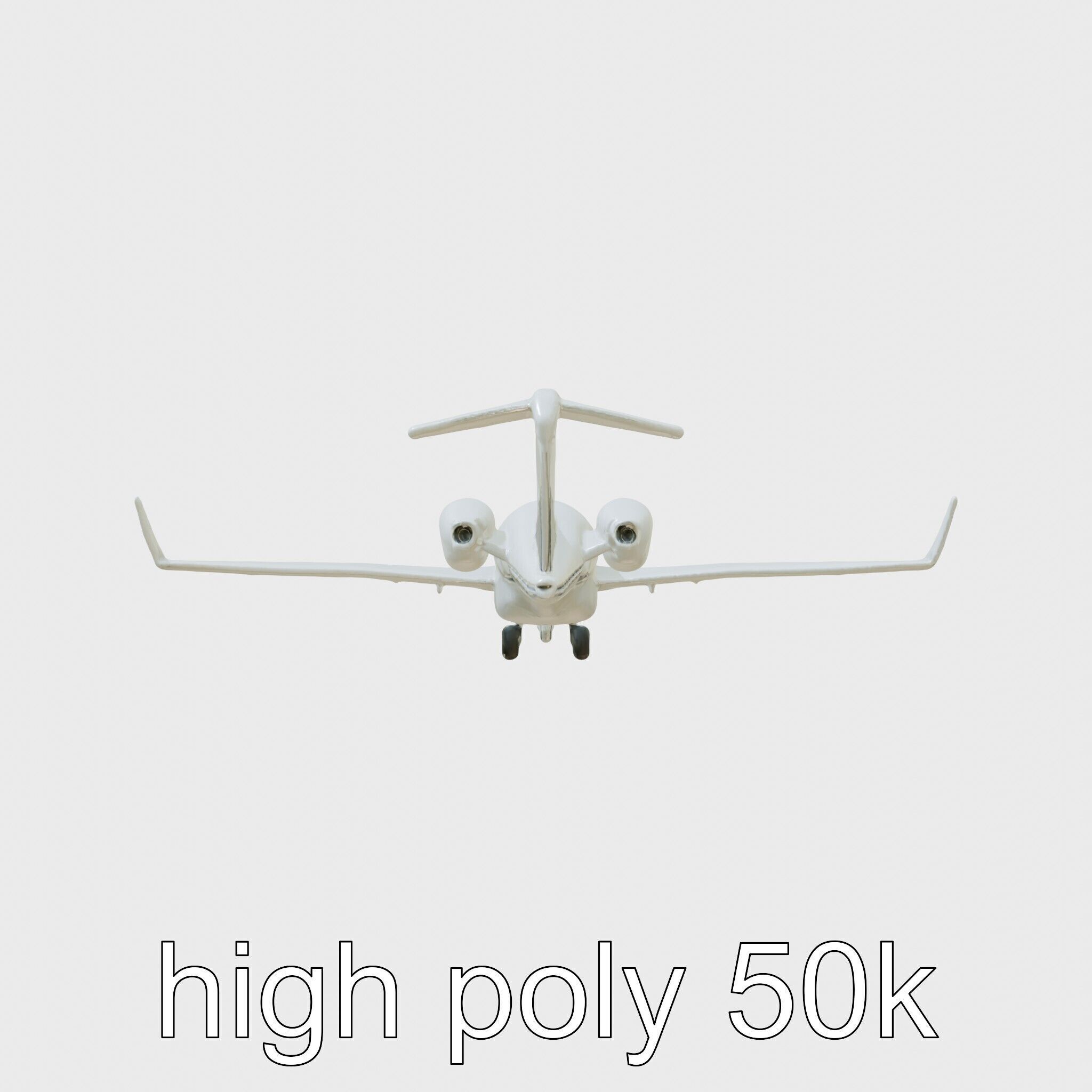 Light Gray Government Transport Jet with Blue-White Stripes Low-poly 3D model_11