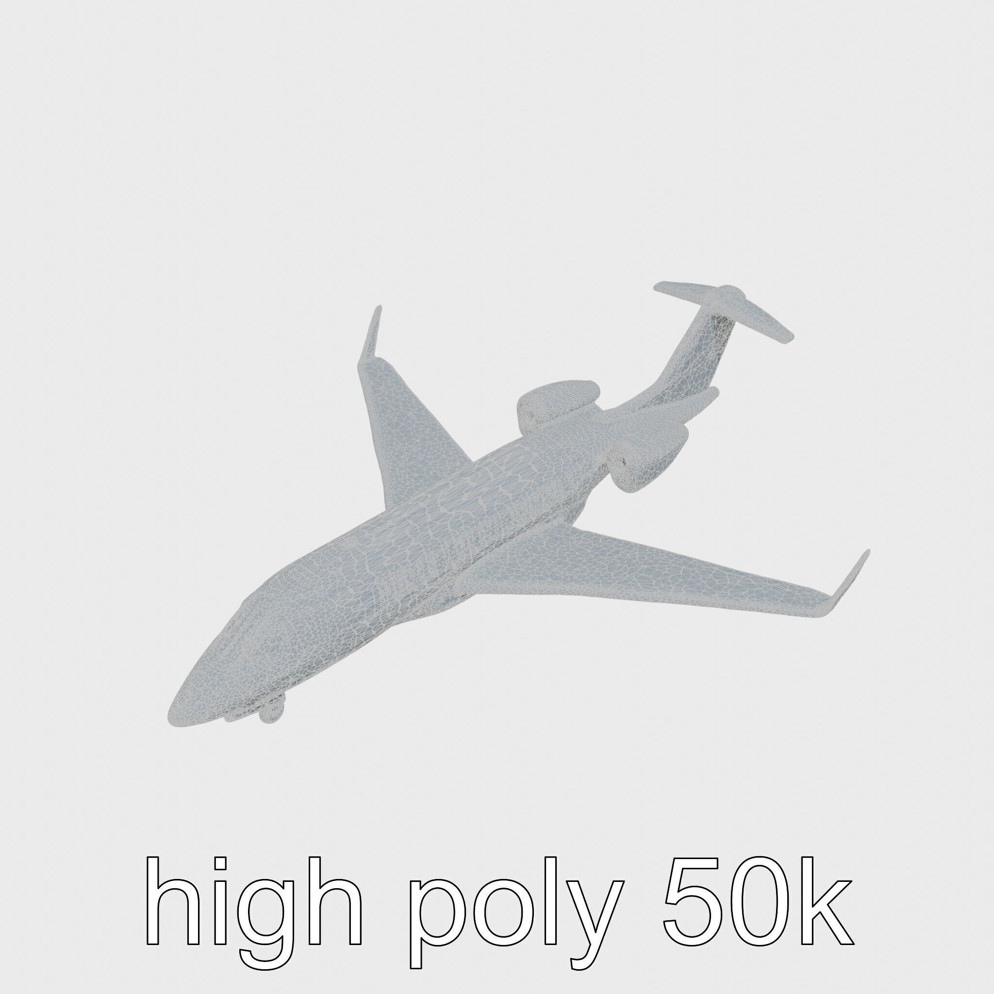 Light Gray Government Transport Jet with Blue-White Stripes Low-poly 3D model_18