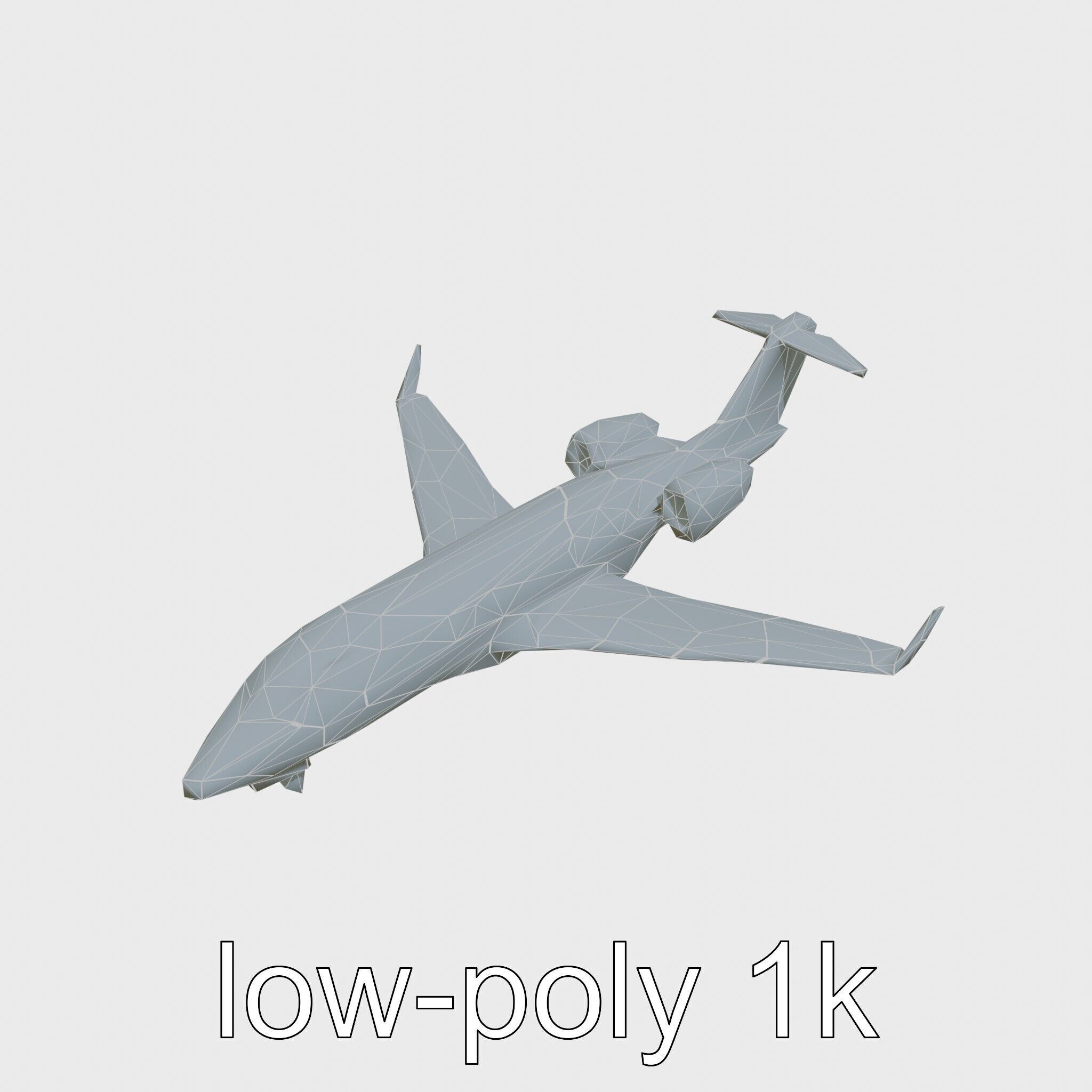 Light Gray Government Transport Jet with Blue-White Stripes Low-poly 3D model_19