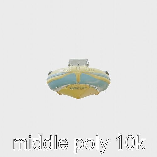 Yellow-Blue Rescue Boat with Rounded Nose and Inflatable Sides Low-poly 3D model