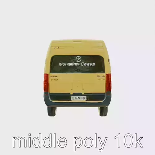 Yellow Ambulance Van with Rounded Hood and Blue-White Lights