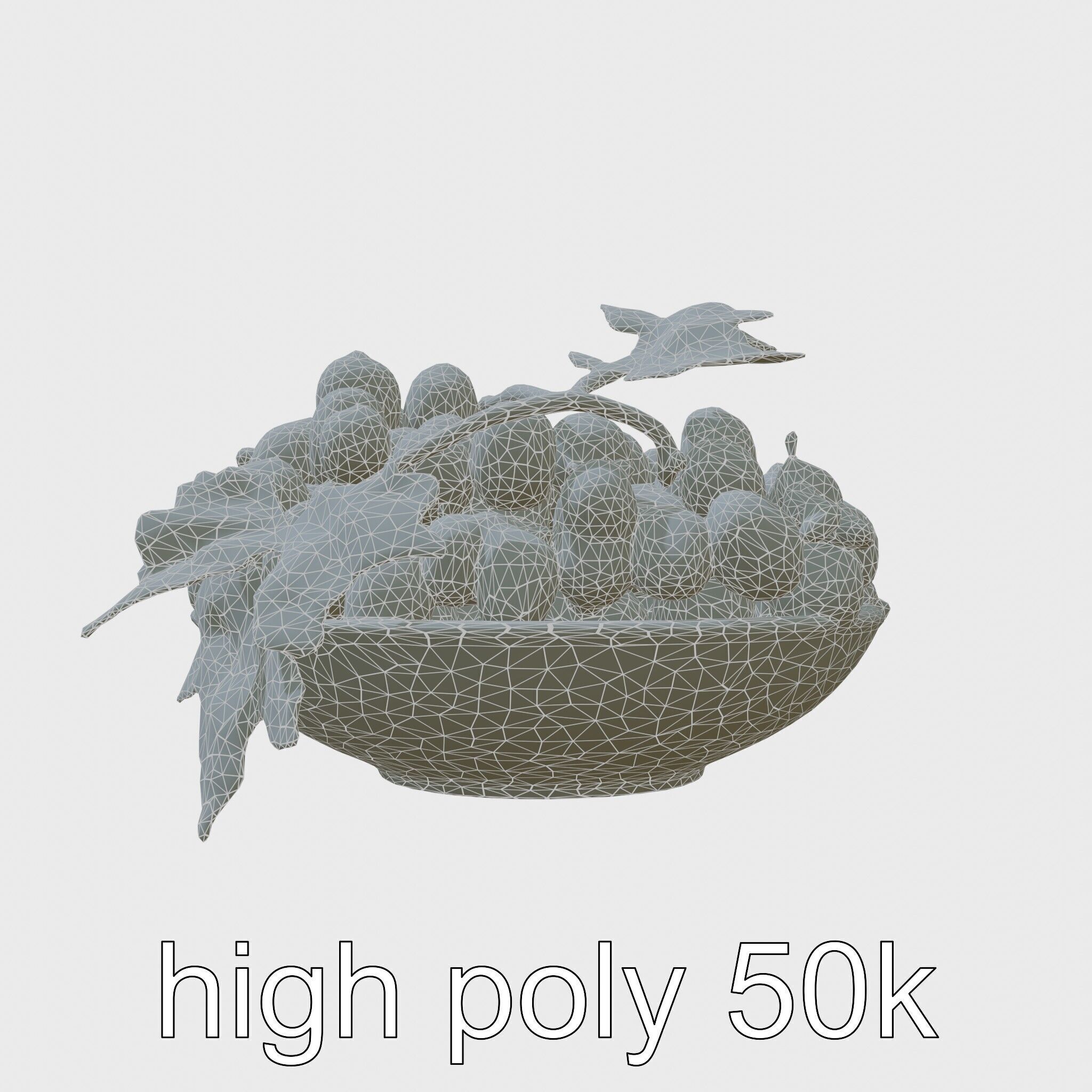 Green Sultana Grapes in Terracotta Bowl 3D Model Low-poly 3D model_8