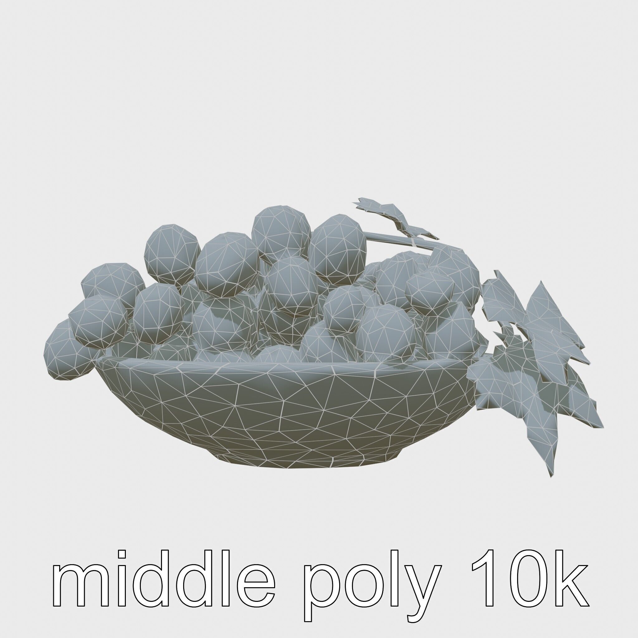 Green Sultana Grapes in Terracotta Bowl 3D Model Low-poly 3D model_26