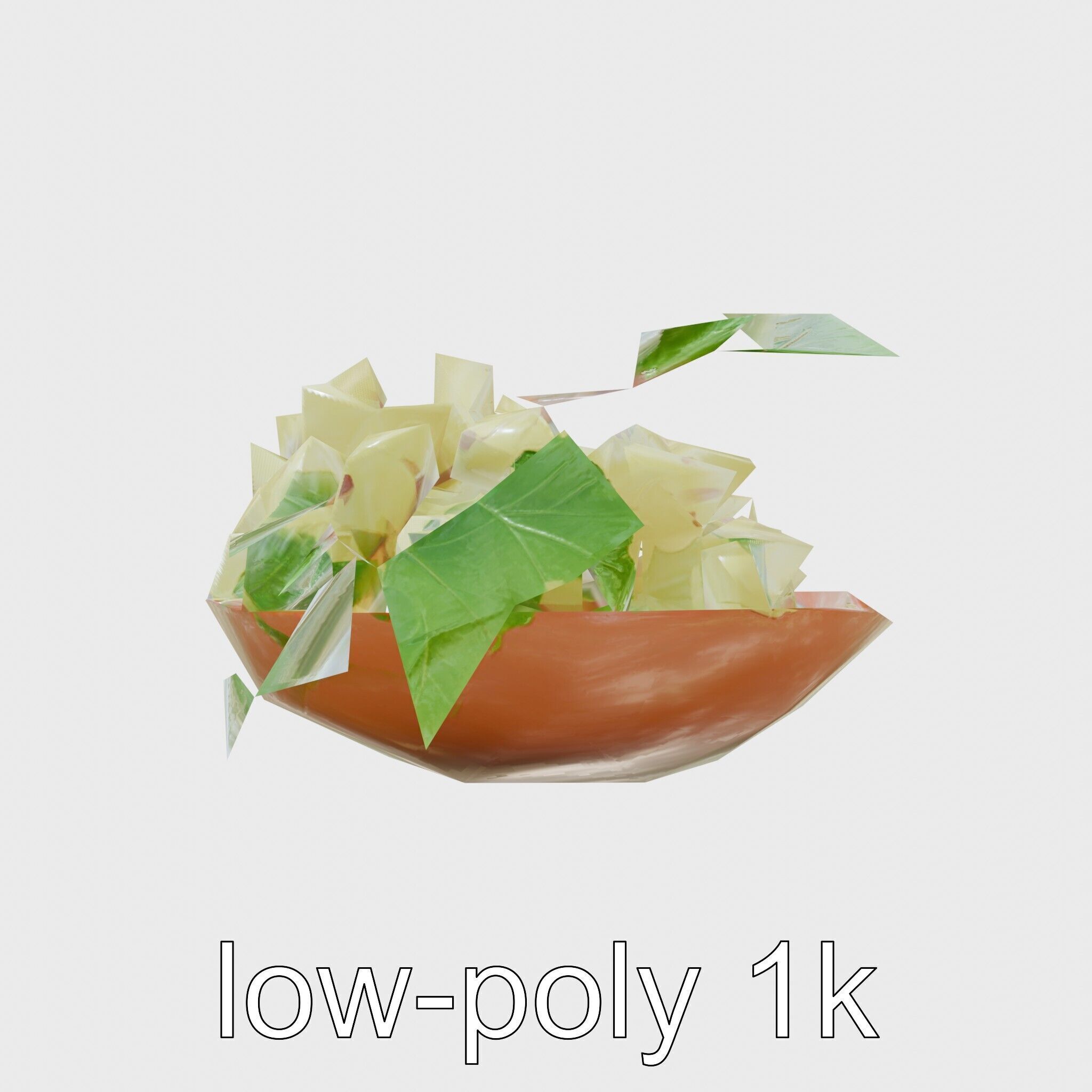 Green Sultana Grapes in Terracotta Bowl 3D Model Low-poly 3D model_13