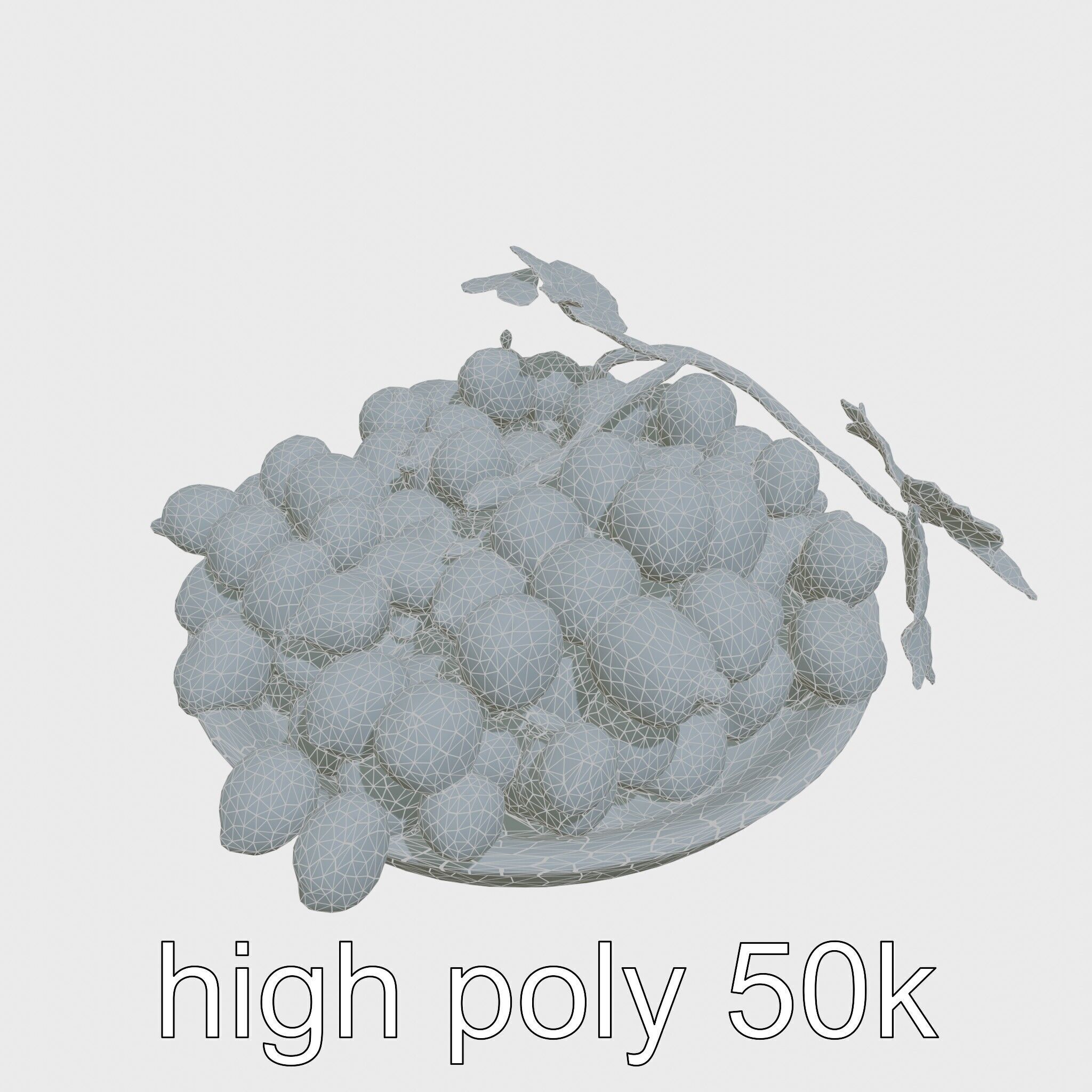 Green Sultana Grapes in Terracotta Bowl 3D Model Low-poly 3D model_31