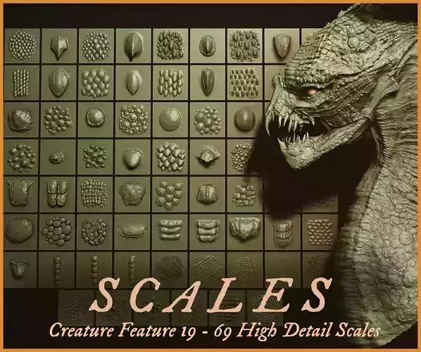 Scales VDM pack for Zbrush 3D model