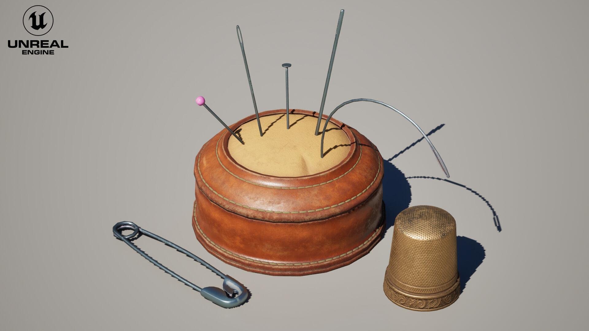 Needle Cushion Thimble Pins Low-poly 3D model_8