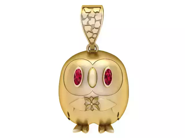 GOLD OWL PENDANT 3D PRINTABLE MODEL 