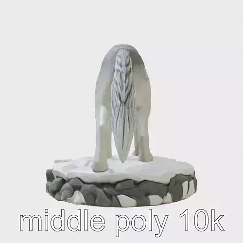 Mystic Wolf Statuette with Snowy Texture and Primal Detail