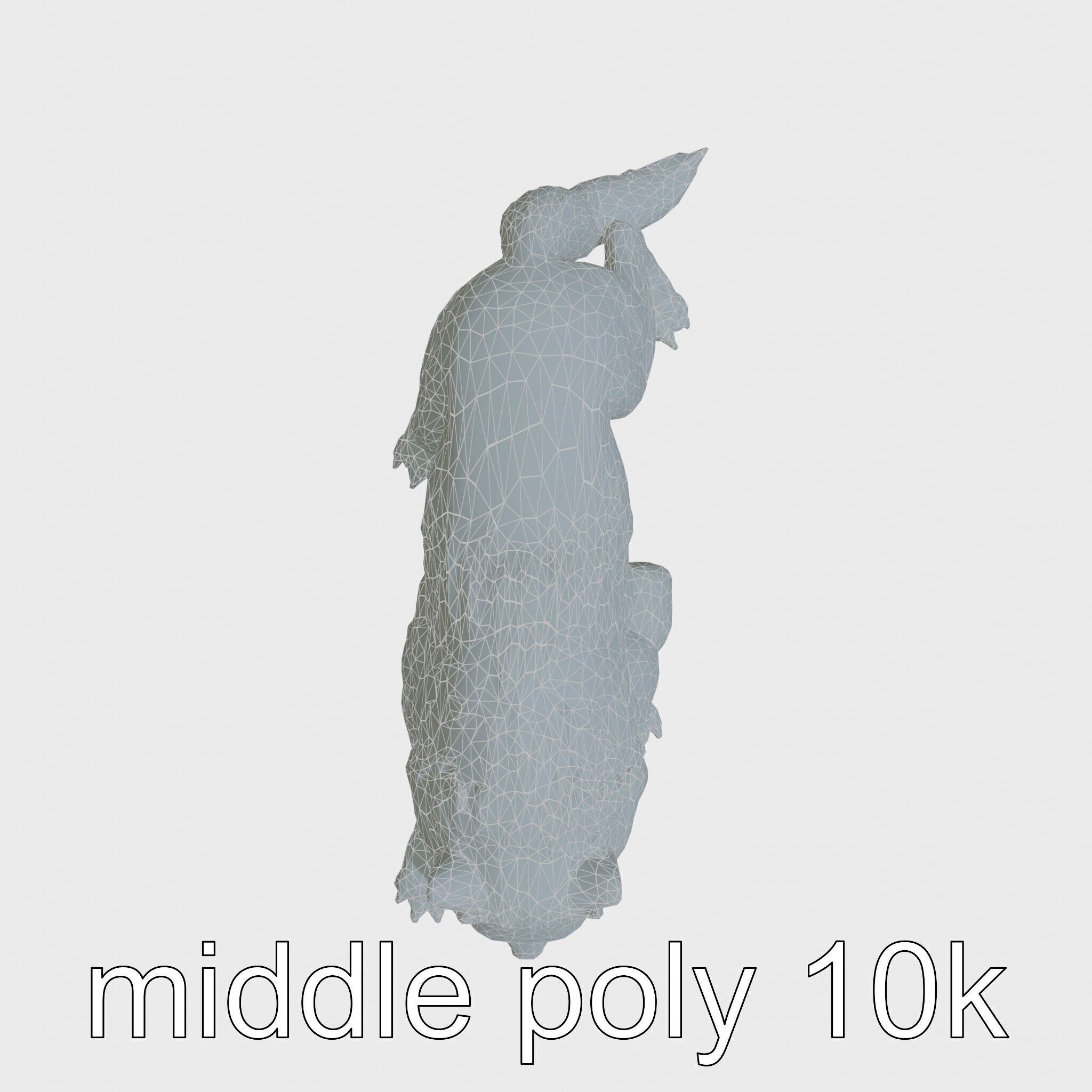 Fierce White Werewolf Sculpture with Intricate Fur Low-poly 3D model_23