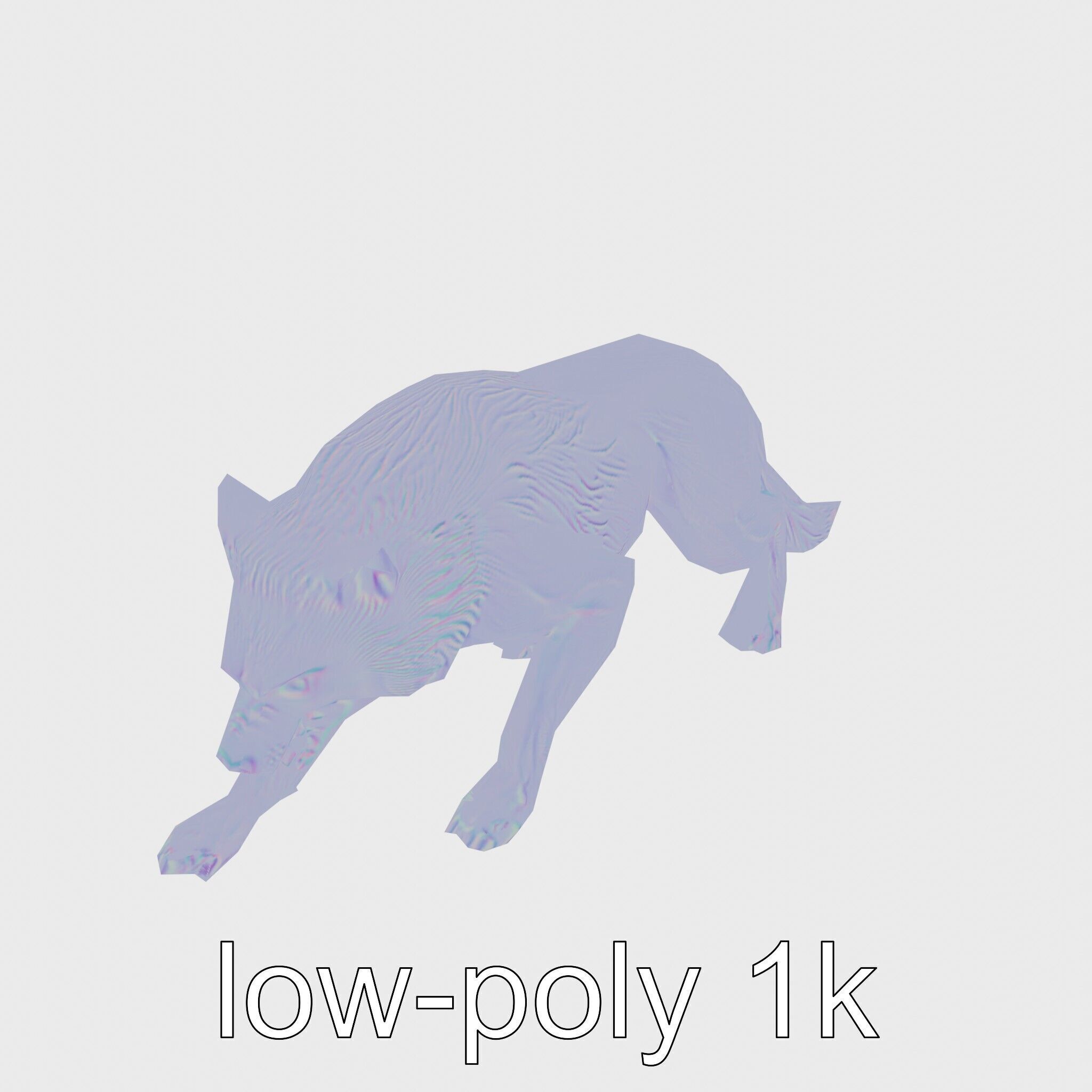 Fierce White Werewolf Sculpture with Intricate Fur Low-poly 3D model_30