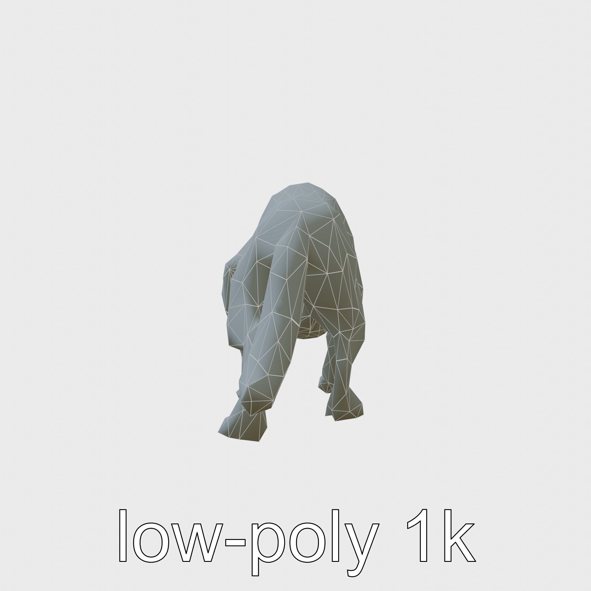 Fierce White Werewolf Sculpture with Intricate Fur Low-poly 3D model_10