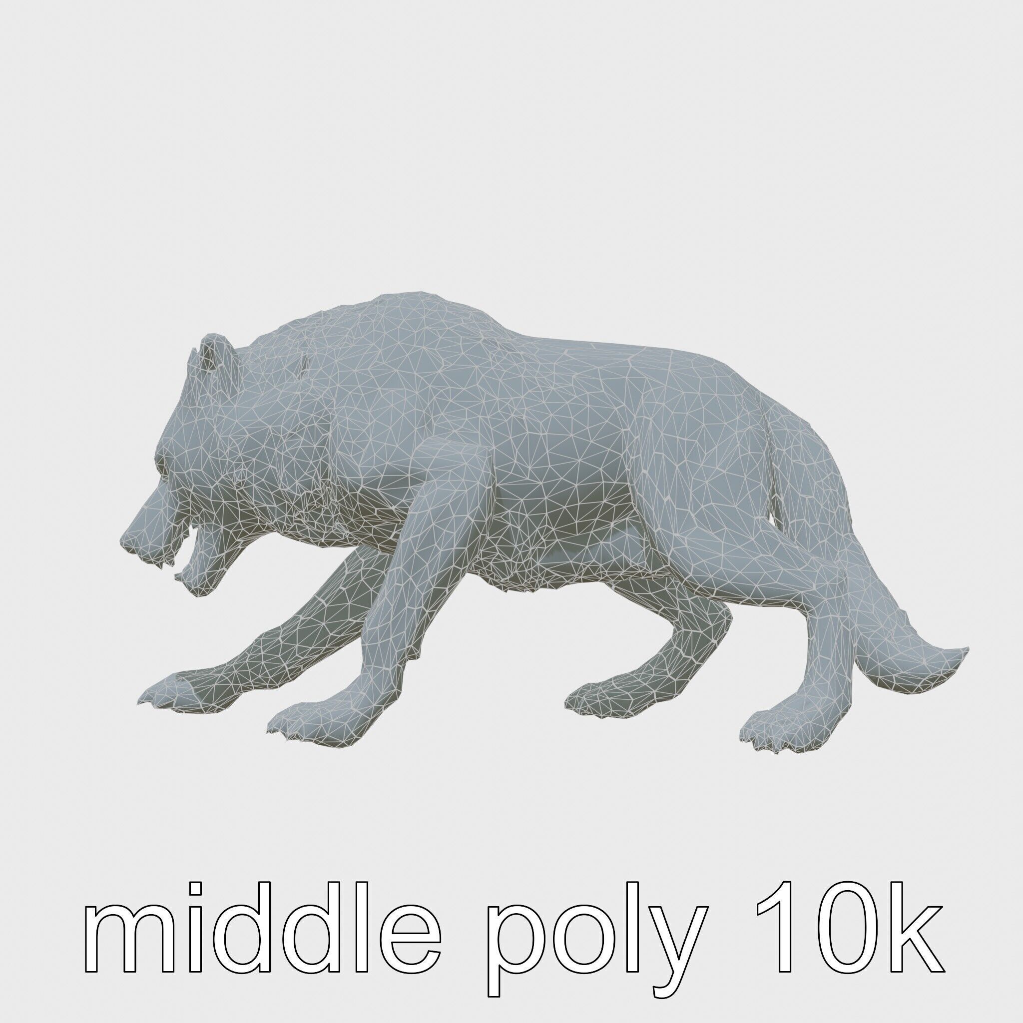 Fierce White Werewolf Sculpture with Intricate Fur Low-poly 3D model_9