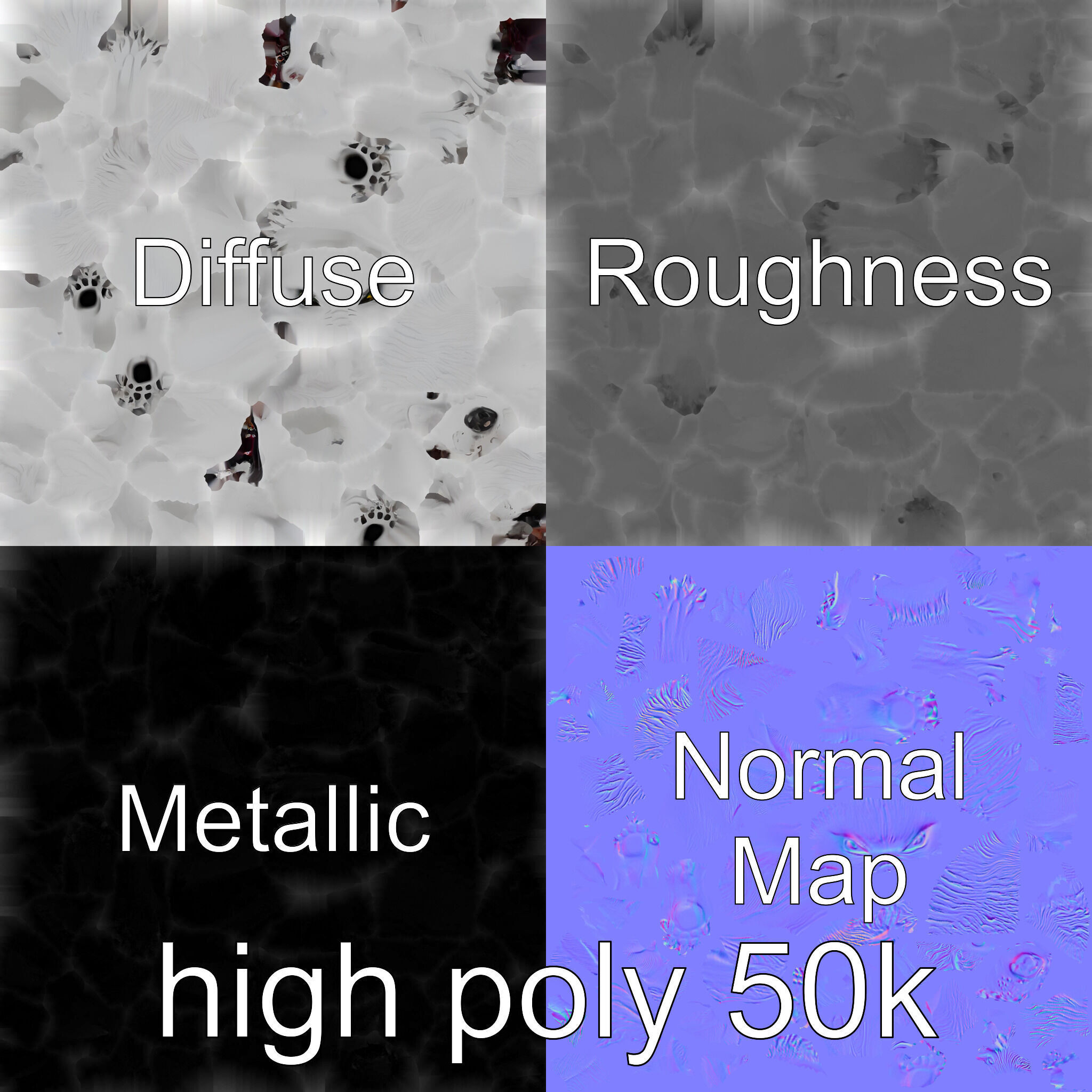 Fierce White Werewolf Sculpture with Intricate Fur Low-poly 3D model_16