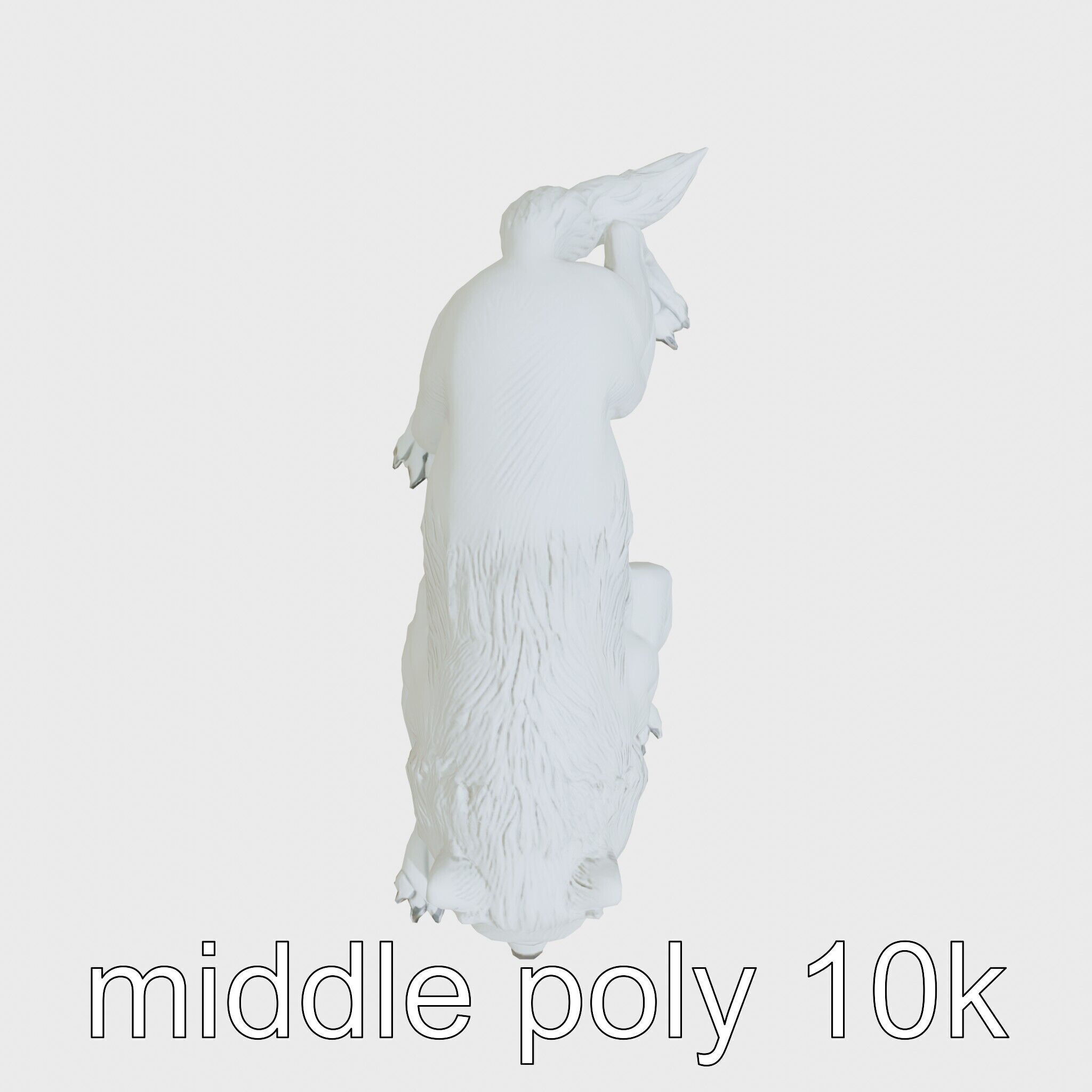 Fierce White Werewolf Sculpture with Intricate Fur Low-poly 3D model_12