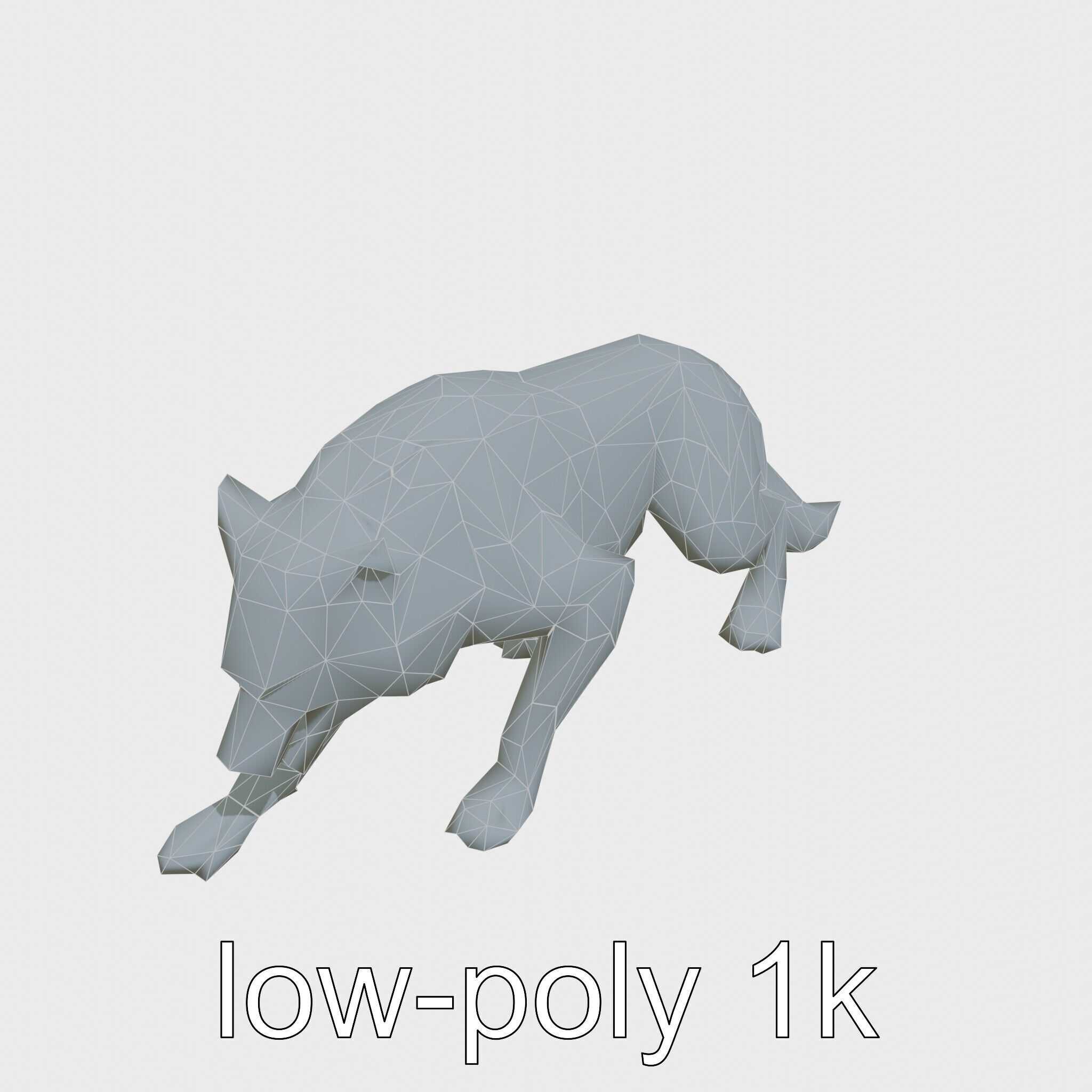 Fierce White Werewolf Sculpture with Intricate Fur Low-poly 3D model_13