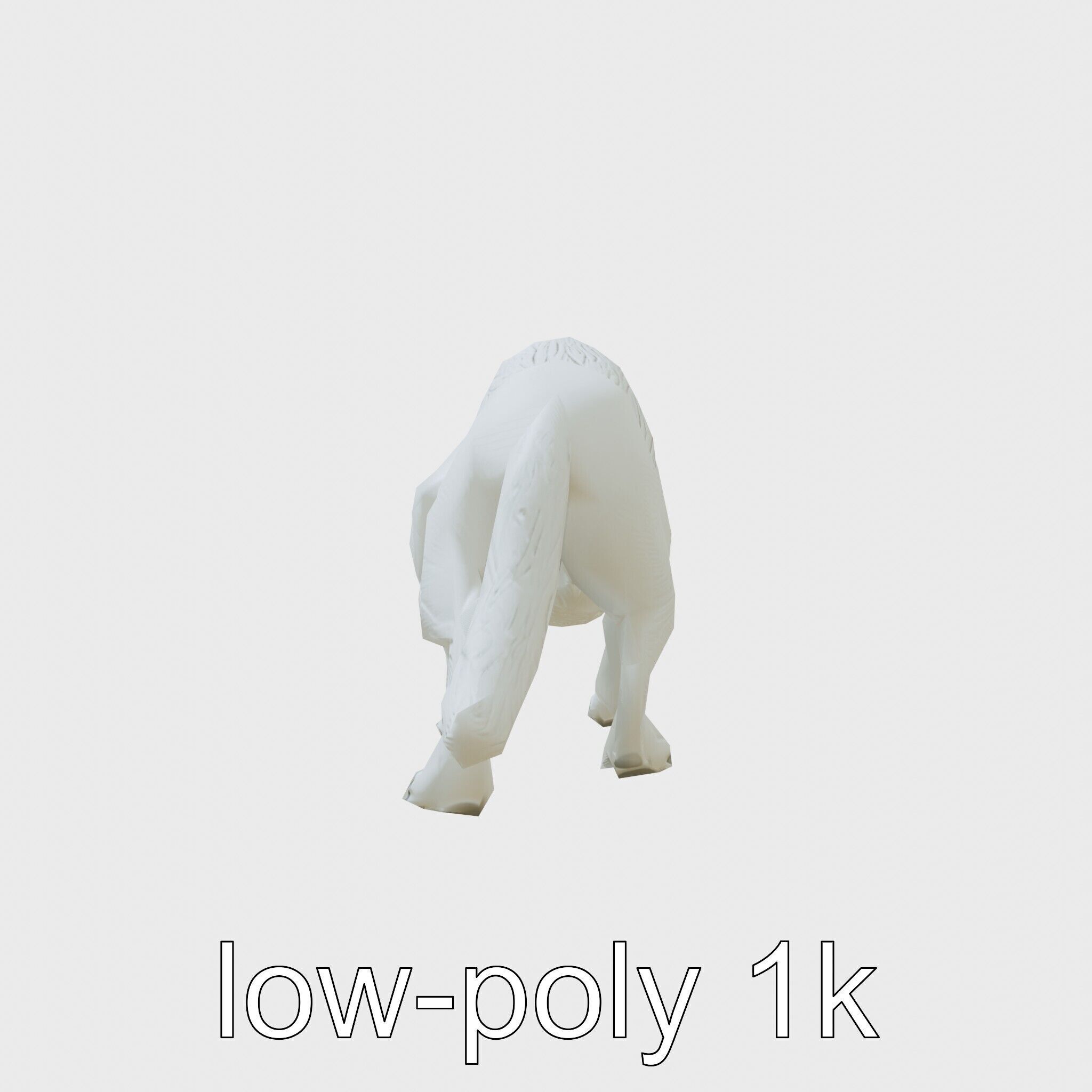 Fierce White Werewolf Sculpture with Intricate Fur Low-poly 3D model_7