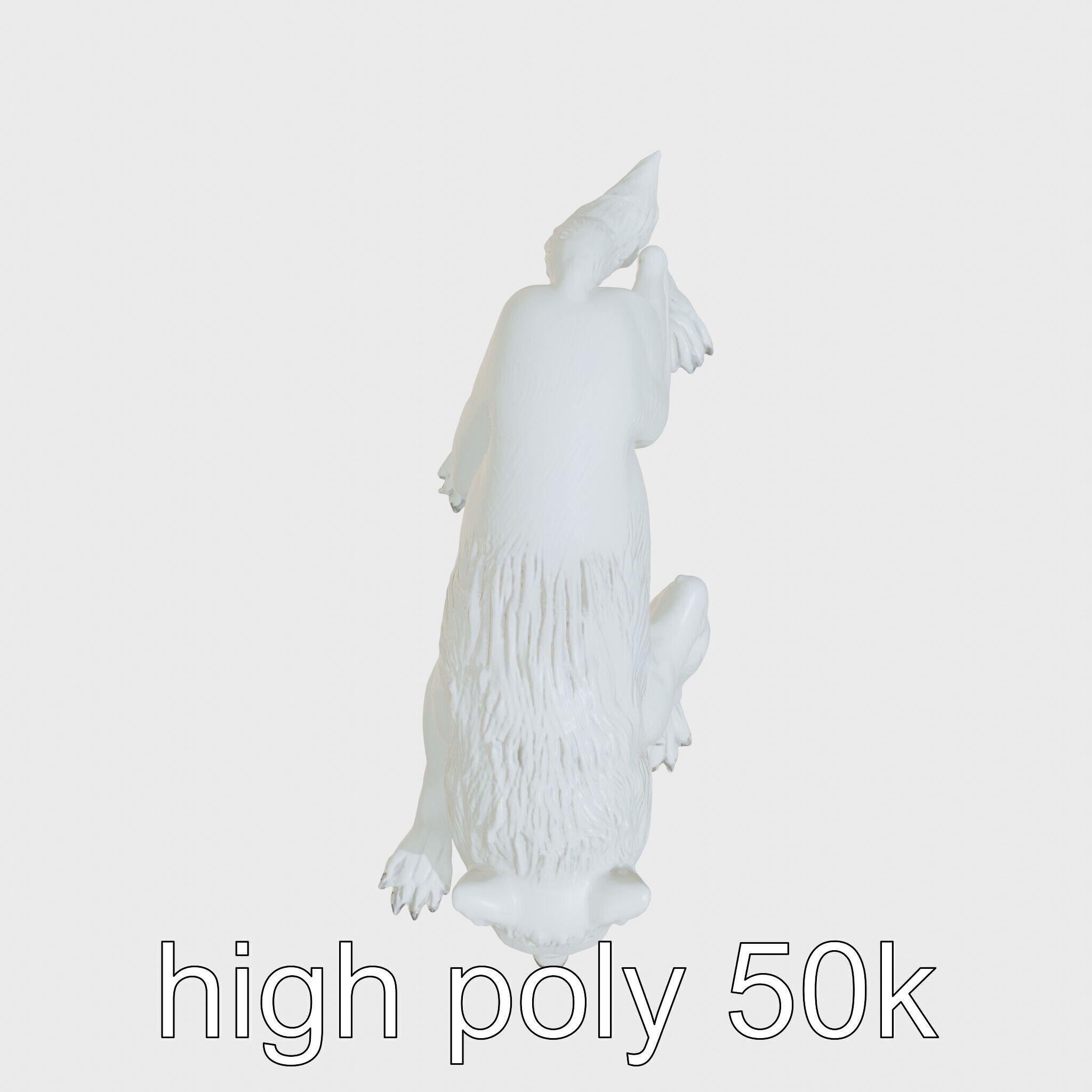 Fierce White Werewolf Sculpture with Intricate Fur Low-poly 3D model_24