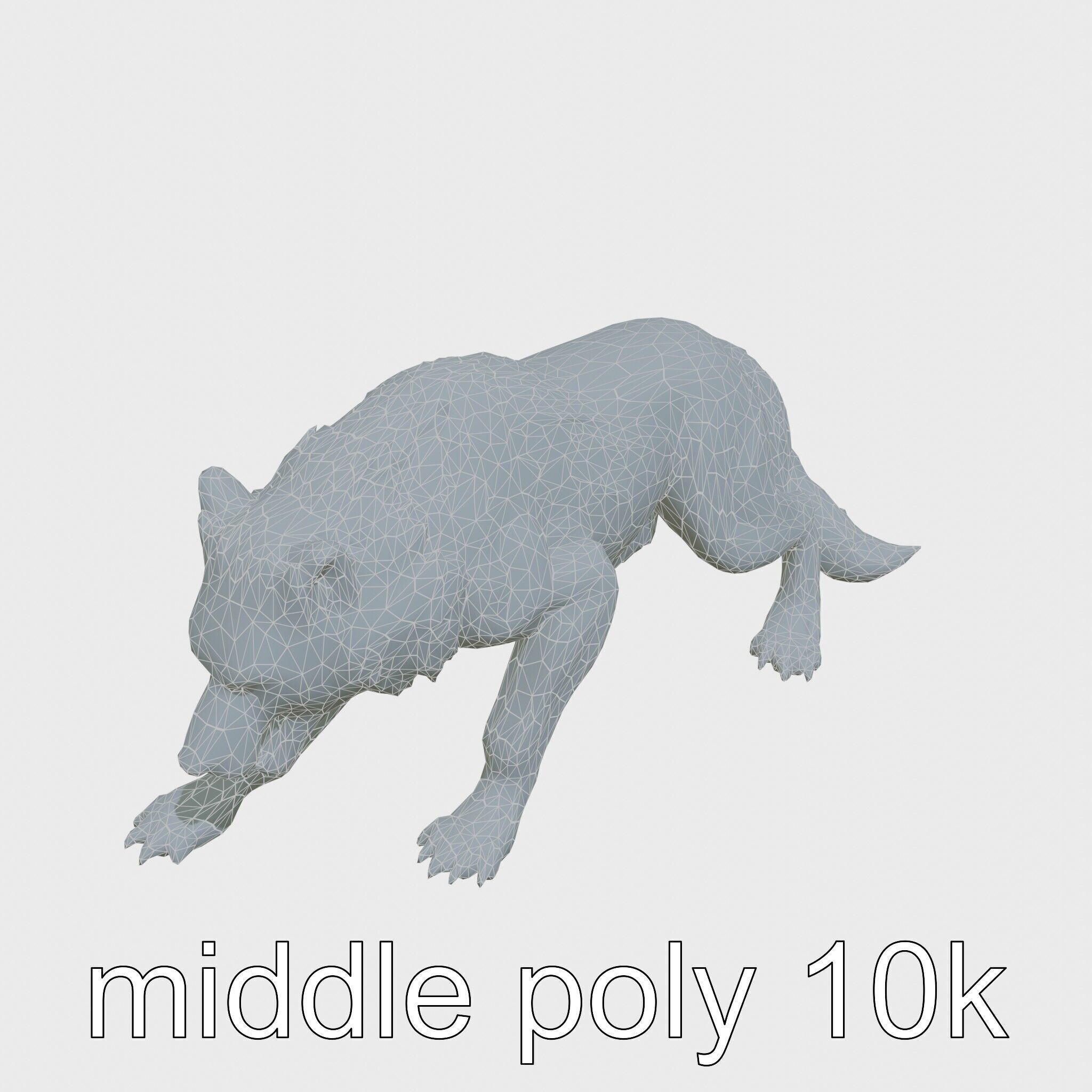 Fierce White Werewolf Sculpture with Intricate Fur Low-poly 3D model_29