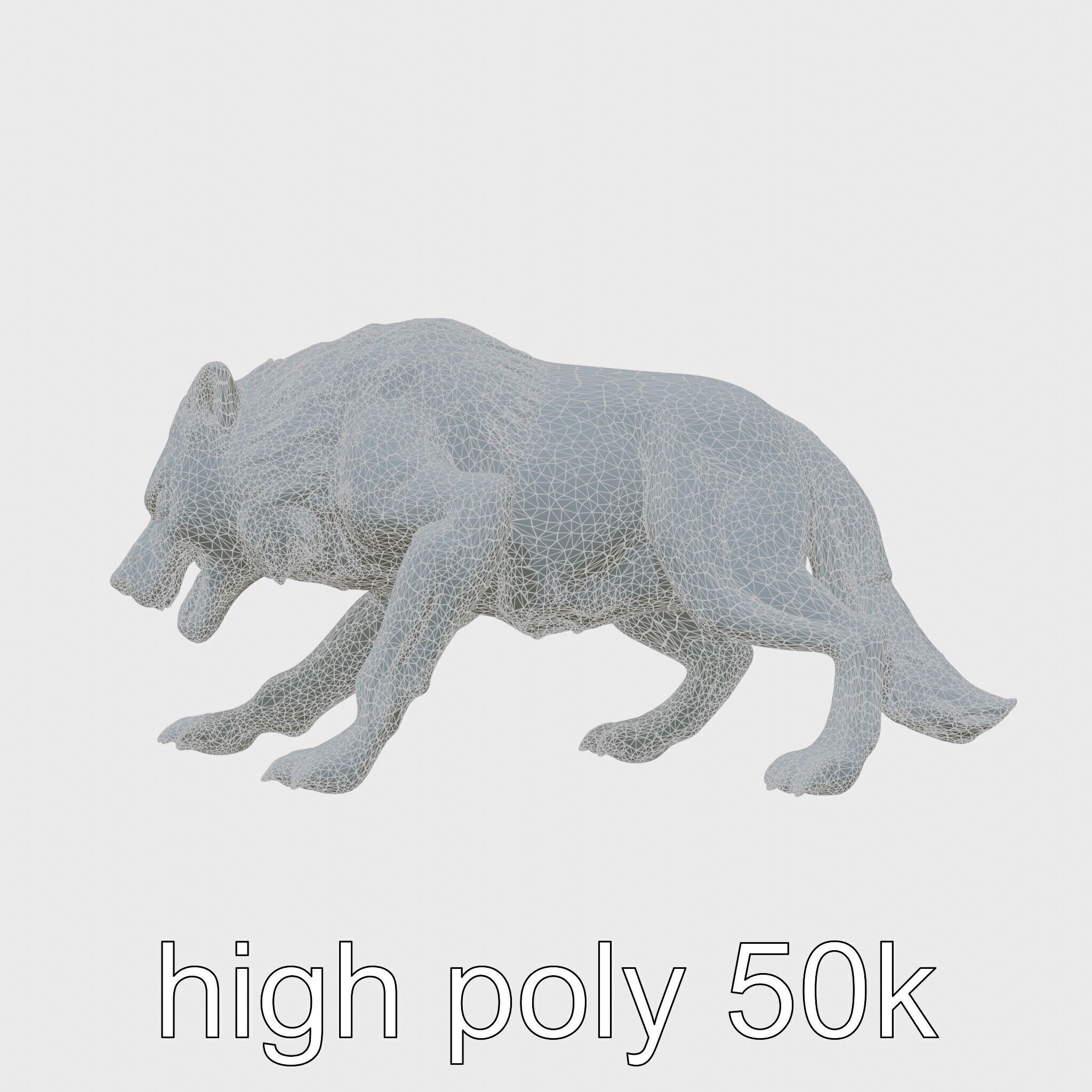 Fierce White Werewolf Sculpture with Intricate Fur Low-poly 3D model_31