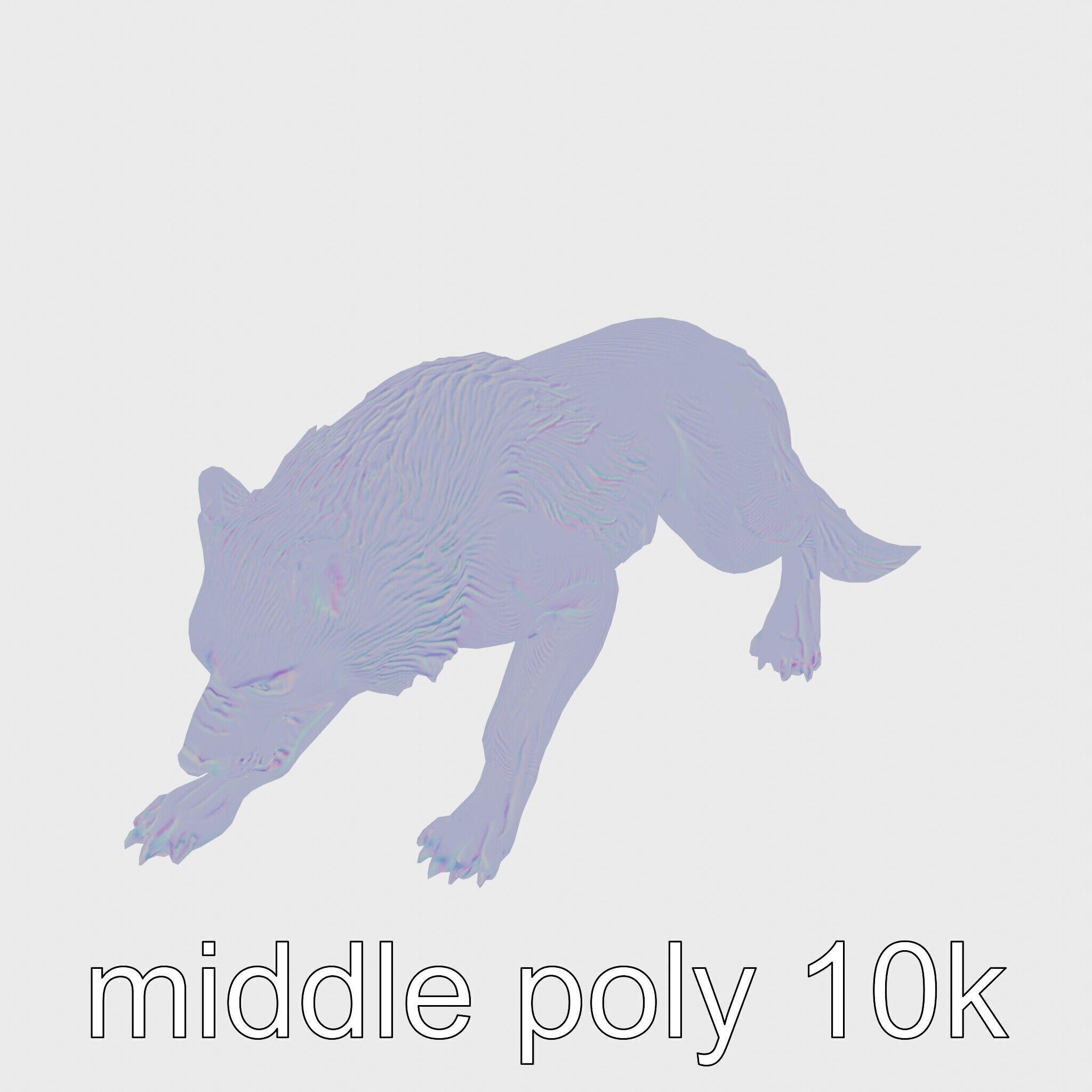 Fierce White Werewolf Sculpture with Intricate Fur Low-poly 3D model_21