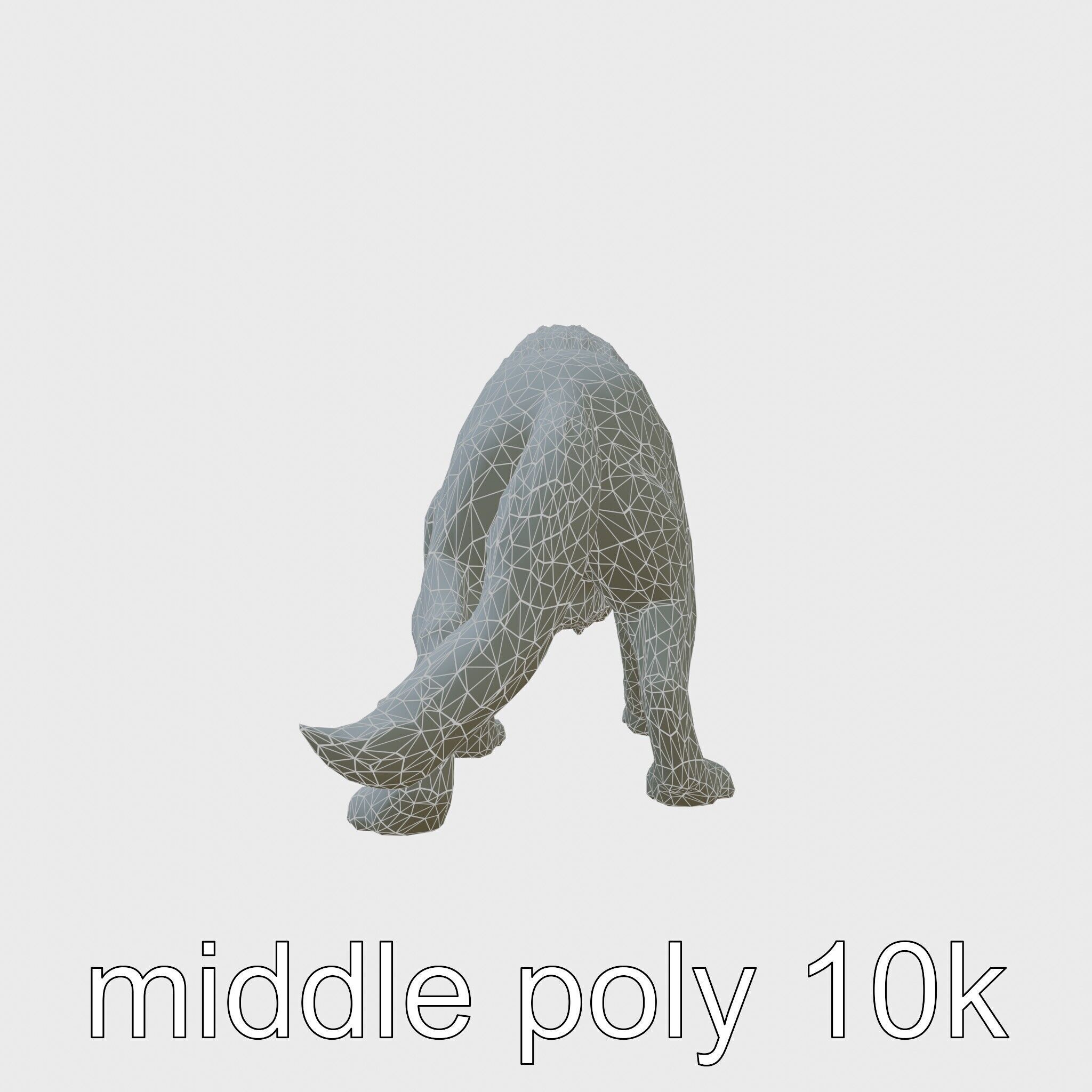 Fierce White Werewolf Sculpture with Intricate Fur Low-poly 3D model_33