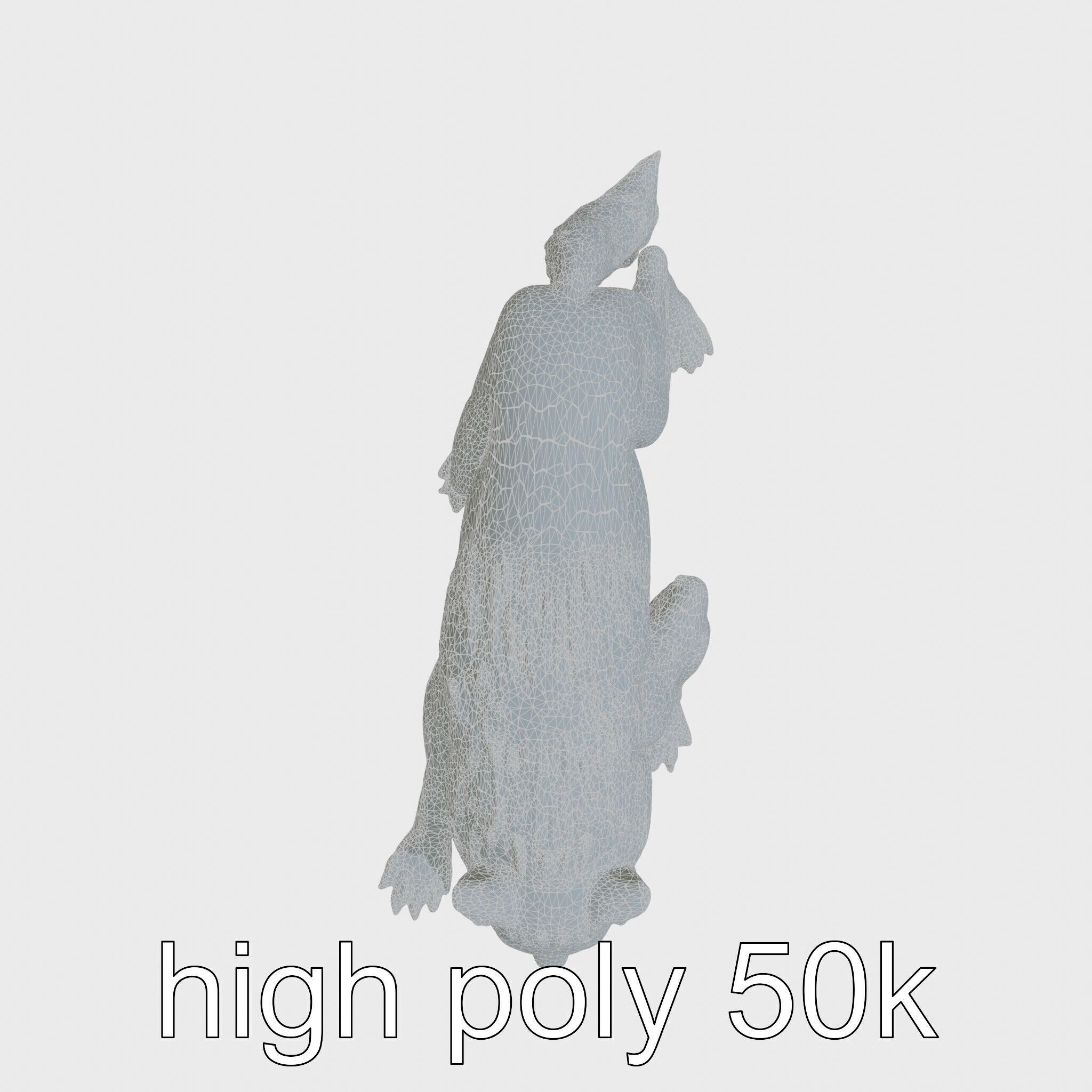 Fierce White Werewolf Sculpture with Intricate Fur Low-poly 3D model_26