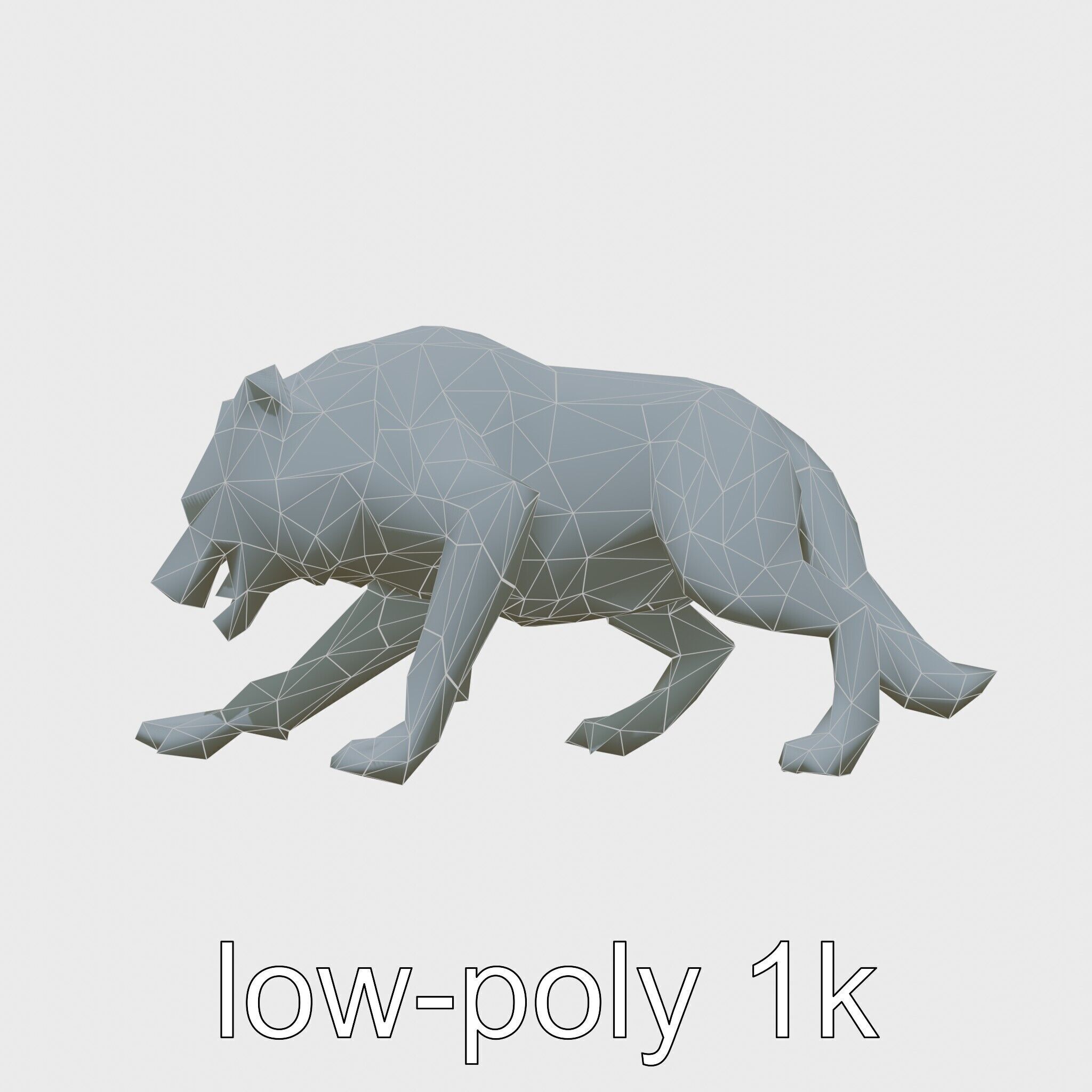 Fierce White Werewolf Sculpture with Intricate Fur Low-poly 3D model_25