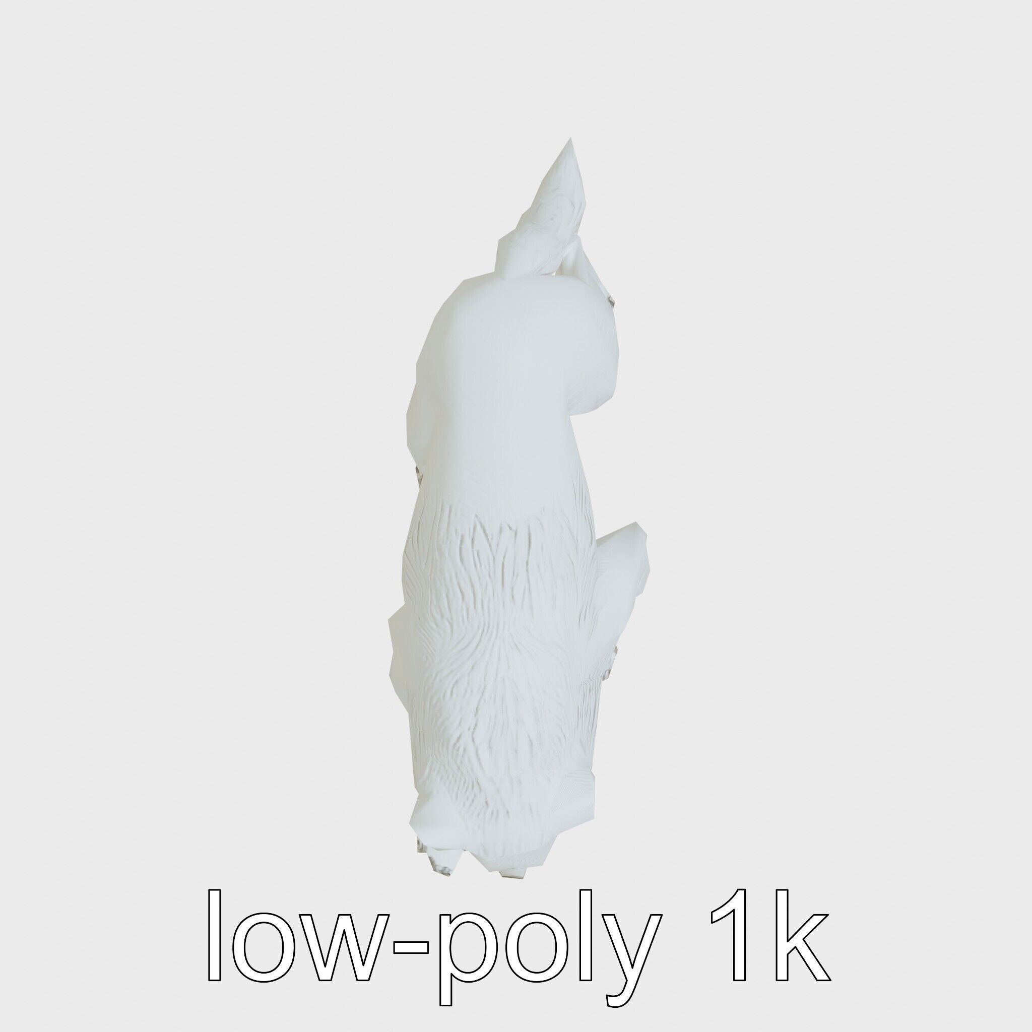 Fierce White Werewolf Sculpture with Intricate Fur Low-poly 3D model_32